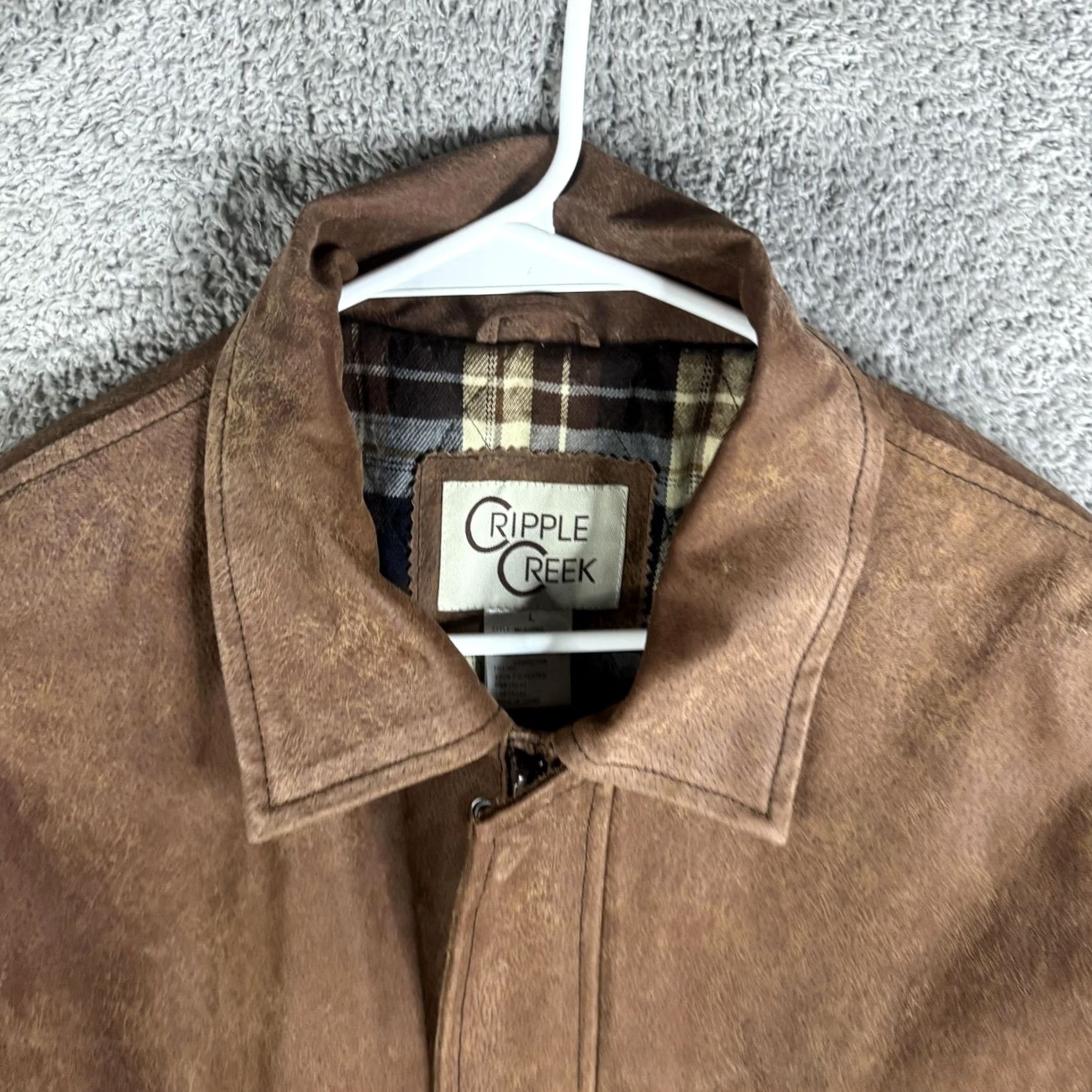 Vintage Cripple Creek Mens Leather Bomber Jacket AQHA World Championship Show Judge Embroidered Patch Brown L Jacket/Coat Size US L / EU 52-54 / 3 - 2 Thumbnail