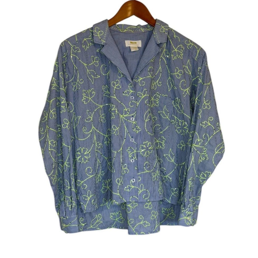 Anthropologie Anthropologie Maeve Shirt Women 2 Blue Embroidered Button Up Size XS / US 0-2 / IT 36-38 - 1 Thumbnail