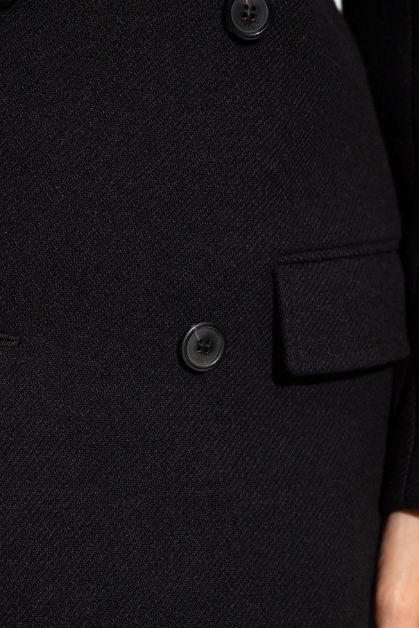 o1b1hav110724 Long Double-Breasted Officer Coat in Black