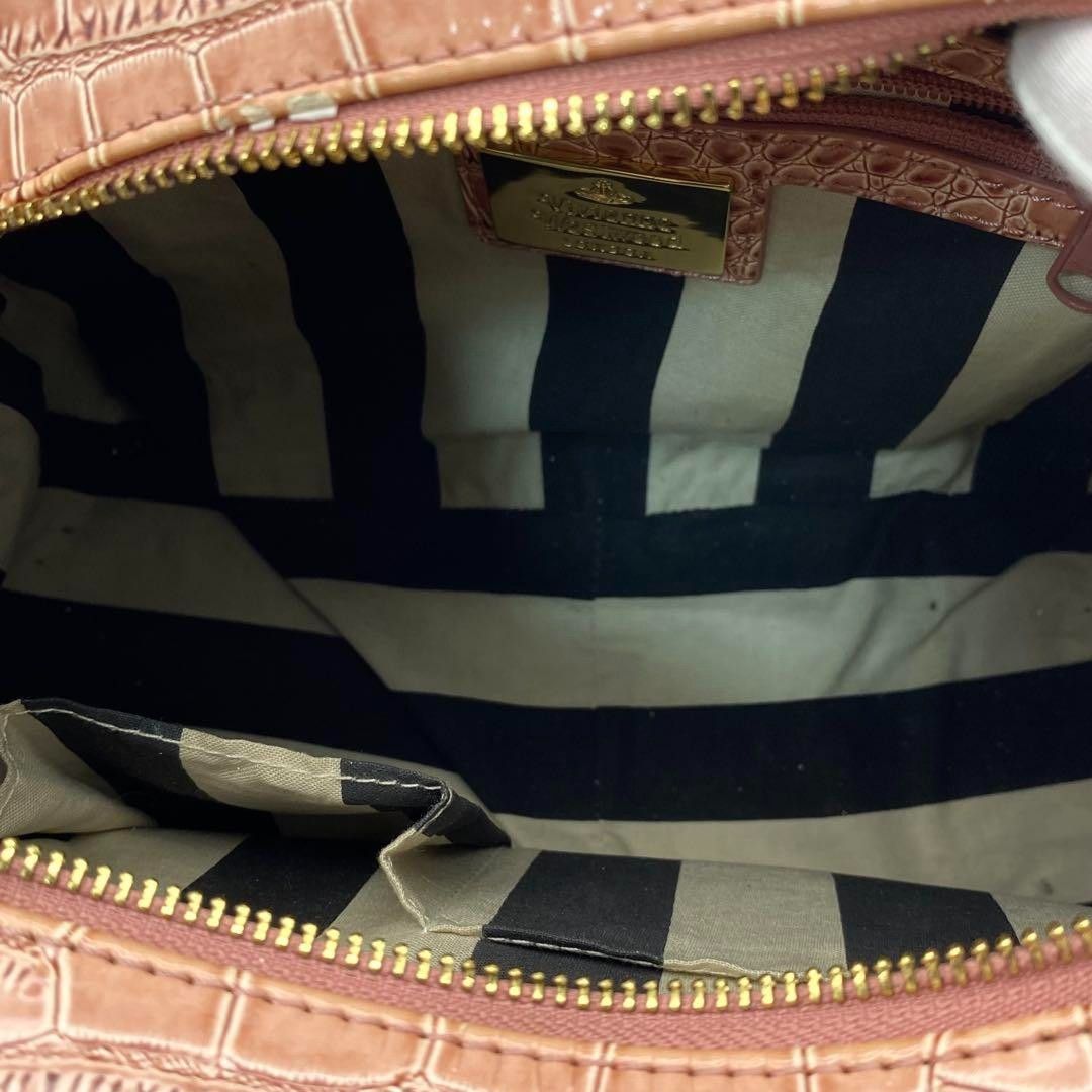 Vivienne Westwood Vivienne Westwood - Pink Croco Handbag Shoulder Bag Gold Orb Size ONE SIZE - 5 Thumbnail
