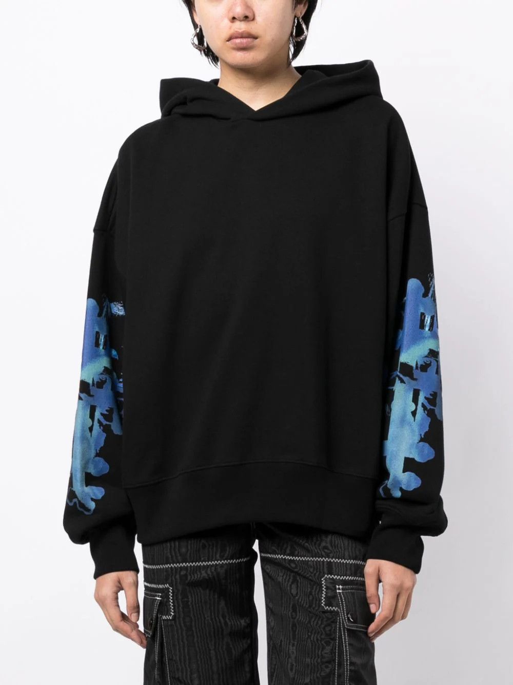 WE11DONE o1mris0824 Gothic Print Hoodie in Black Size US M / EU 48-50 / 2 - 7 Thumbnail