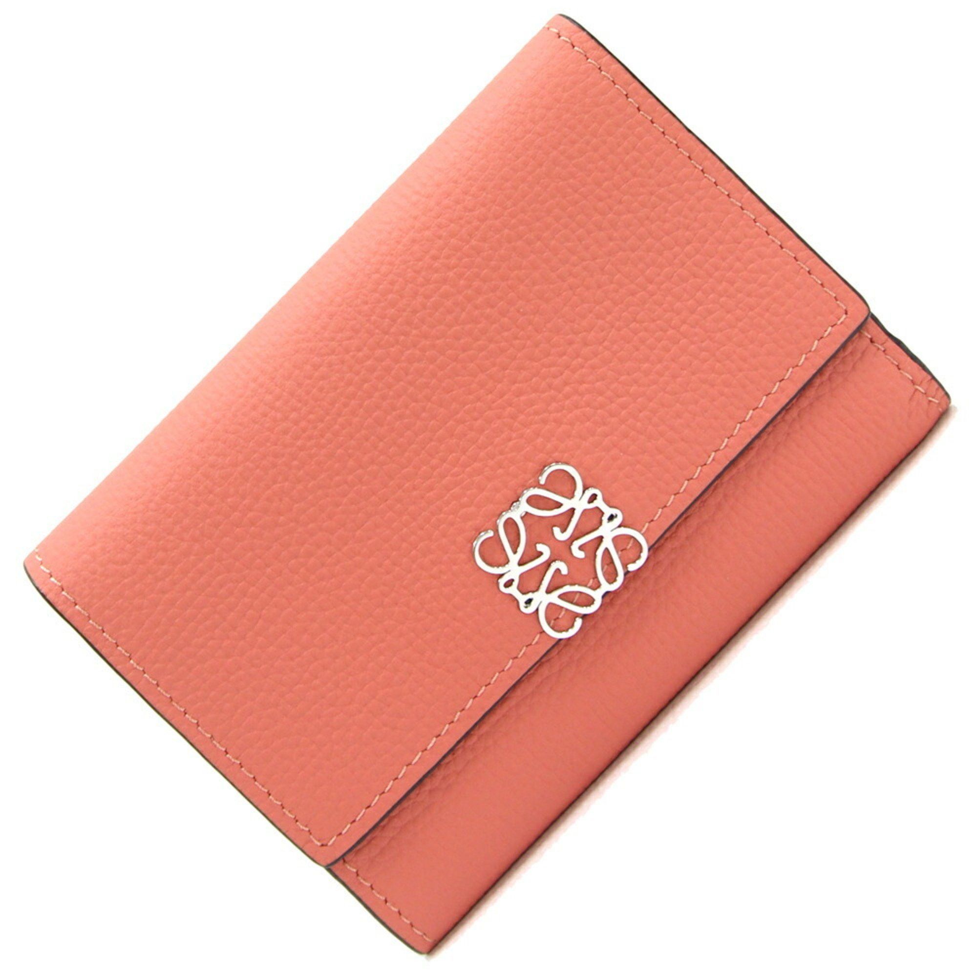 image of Loewe Tri-Fold Wallet Anagram Vertical Small C821S33X01 Pink Leather Compact Women's