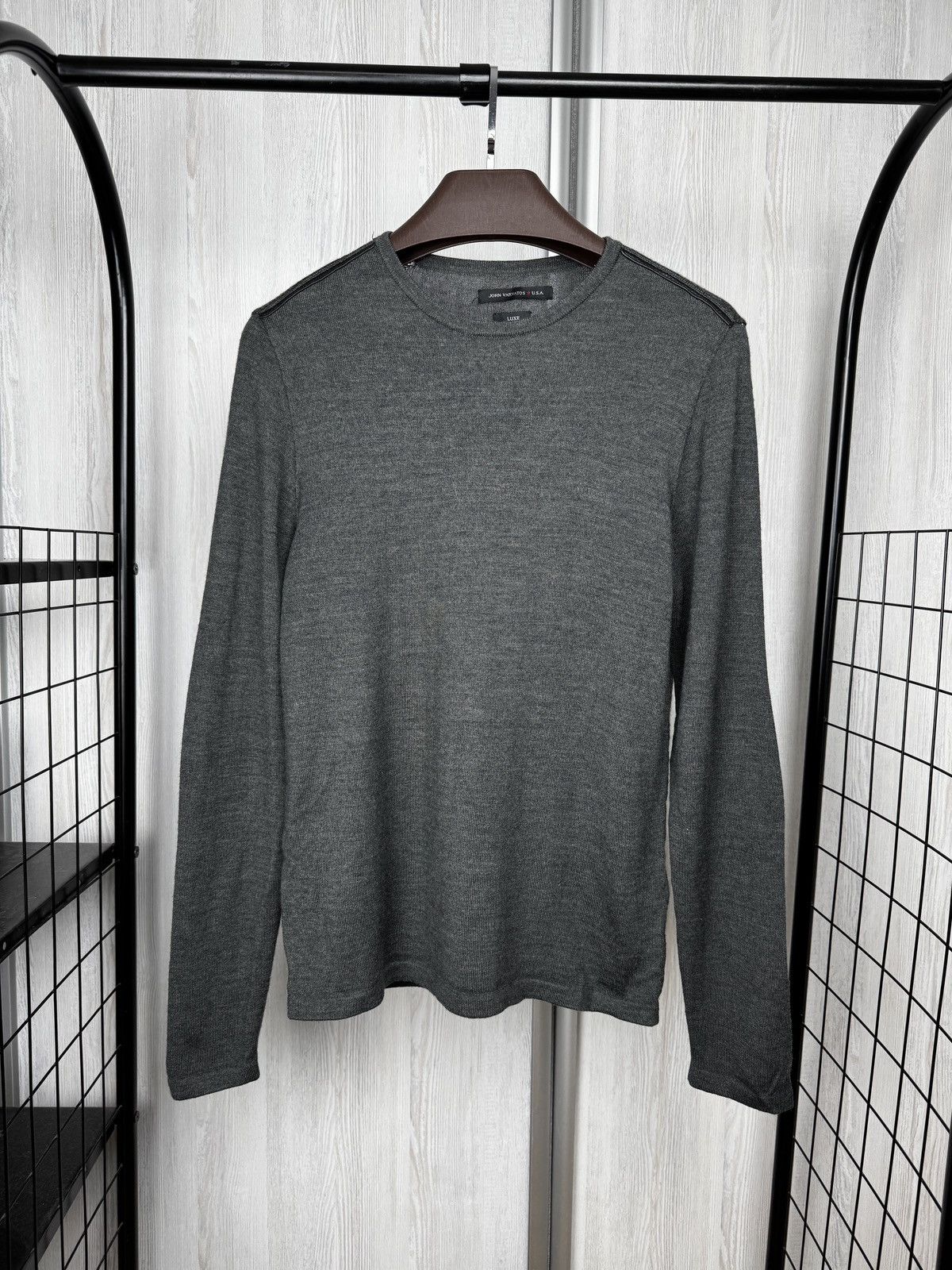 John Varvatos John Varvatos Luxe Line grey wool blend leather trim sweater Size US S / EU 44-46 / 1 - 1 Thumbnail