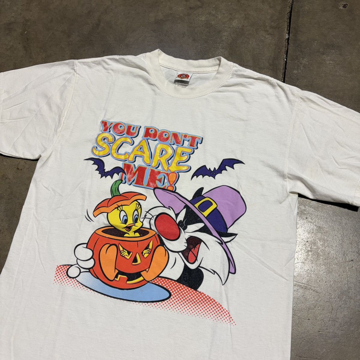 Warner Bros Vintage Looney Tunes Sylvester Tweety Halloween T Shirt Y2K Size US L / EU 52-54 / 3 - 3 Thumbnail