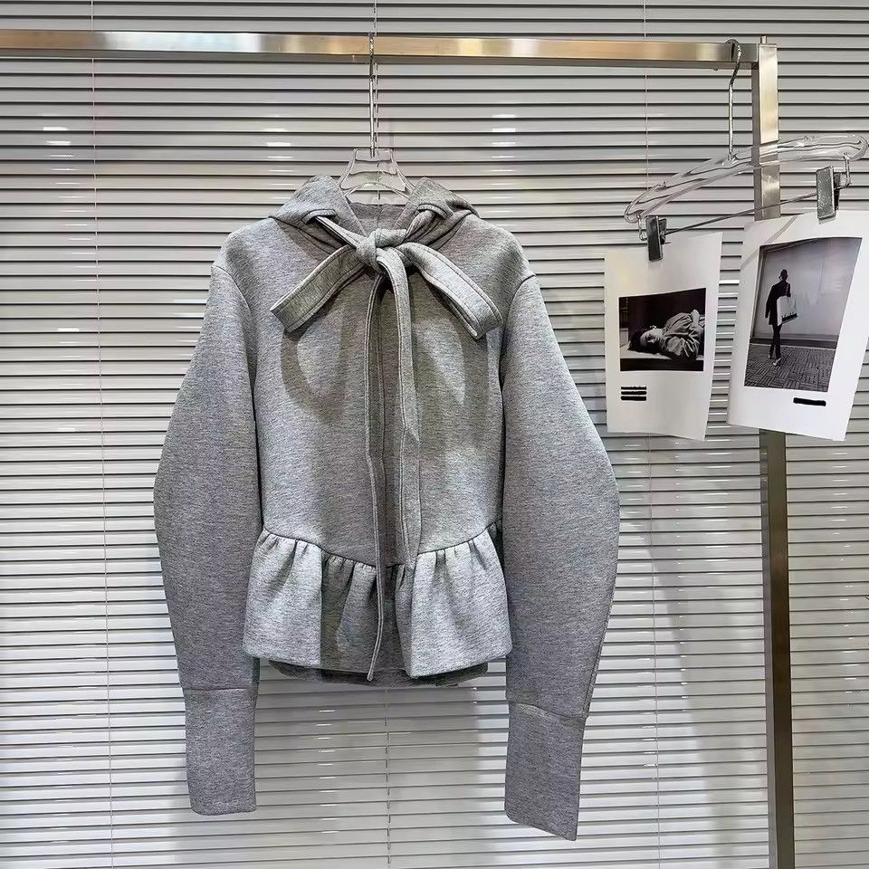 Other Designer Bandage Ruffles Gray Cute Sweatshirt Hoodie Size M / US 6-8 / IT 42-44 - 2 Thumbnail