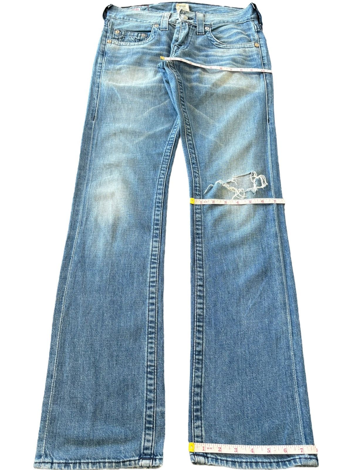 True Religion Vintage True Religion Bobby Blue Wash Distress Bootcut Jeans Size US 32 / EU 48 - 8 Thumbnail