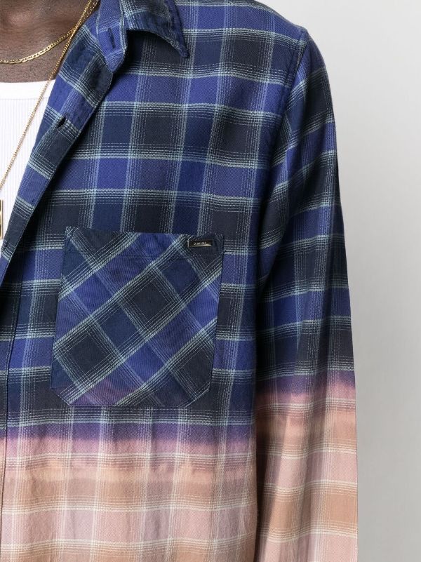 Amiri o1gr1nt1024 Frayed Hem Flannel Shirt in Blue Multi Size US S / EU 44-46 / 1 - 5 Thumbnail