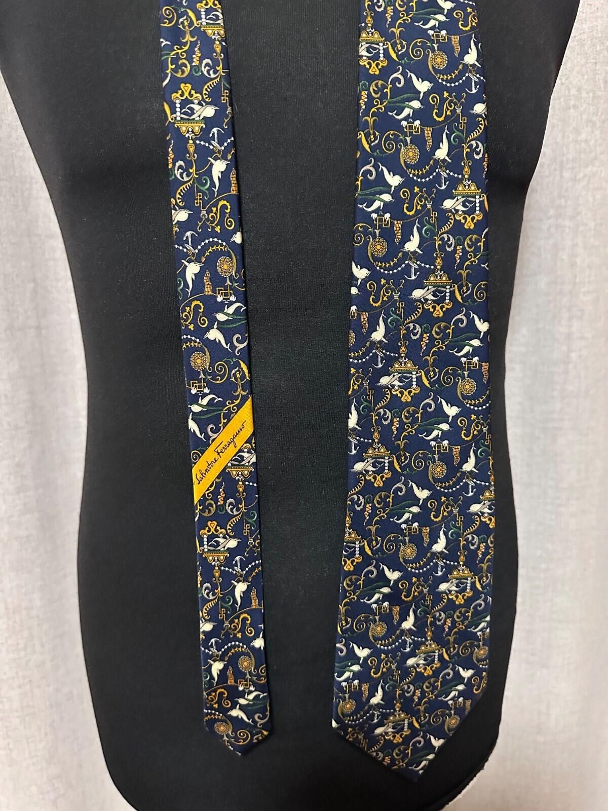 Salvatore Ferragamo Salvatore Ferragamo Mens Tie Blue Animal Theme Pattern Size ONE SIZE - 3 Thumbnail