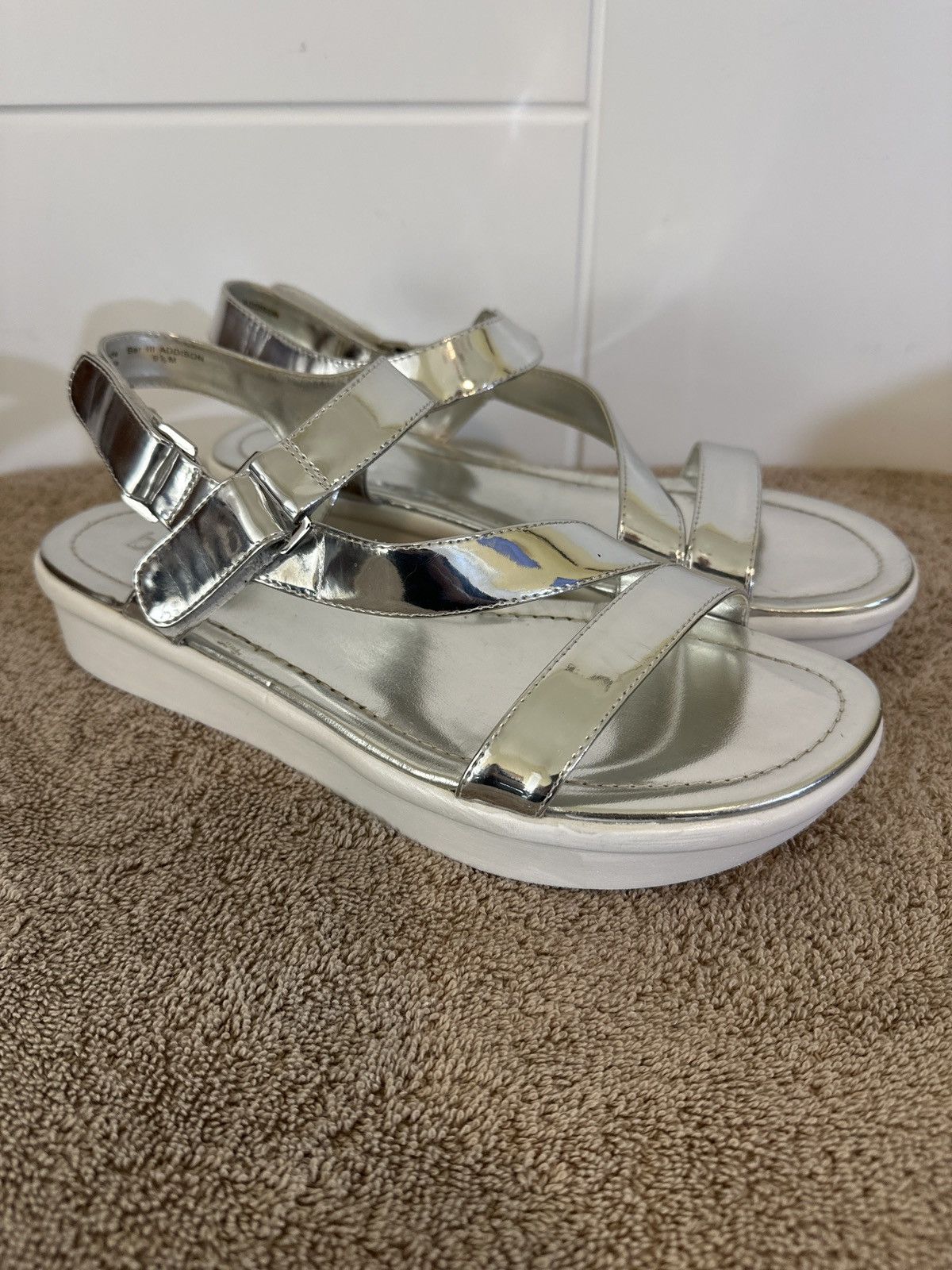 Bar III Bar III Silver Metallic Strappy Sandals. Size US 9.5 / IT 39.5 - 1 Thumbnail