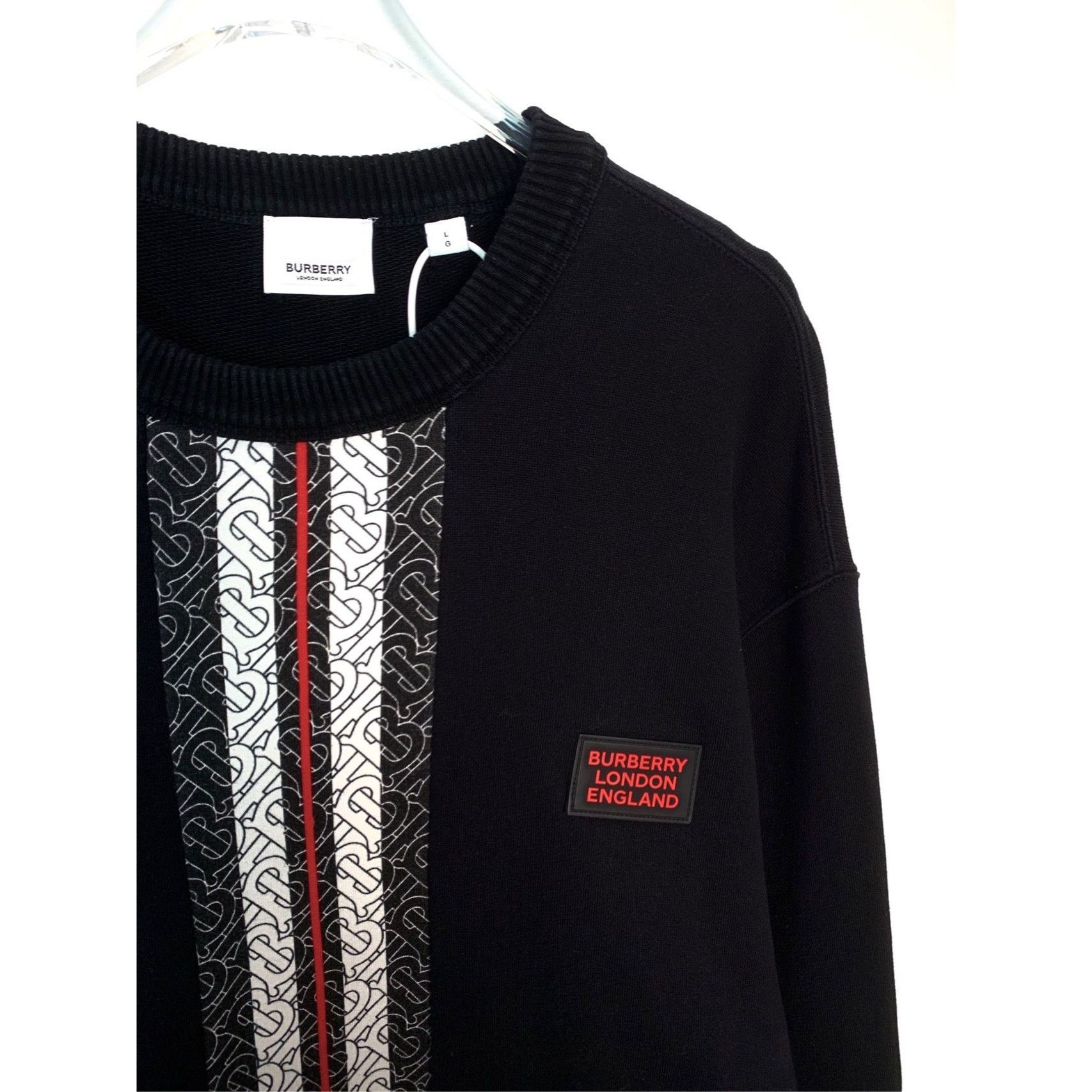 Burberry Burberry Black Logo Striped Patchwork Sweatshirt L Long-Slee Size US L / EU 52-54 / 3 - 6 Thumbnail