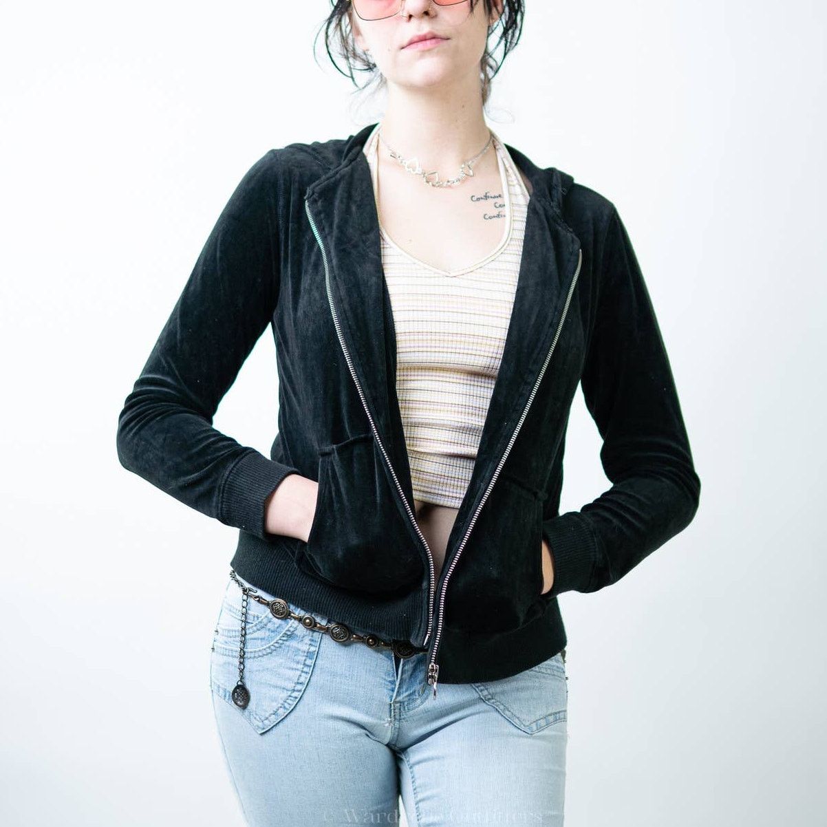 Michael Kors Y2K Michael Michael Kors Black Velour Zip Up Track Jacket Size S / US 4 / IT 40 - 5 Thumbnail