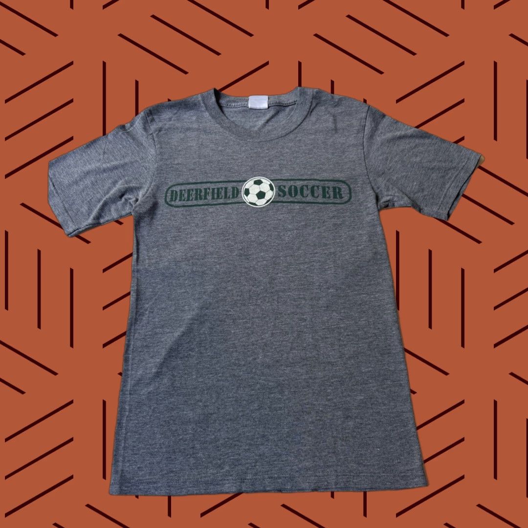 Soffe VINTAGE Soffe Deerfield Academy Soccer Team Issued Logo Shirt Adult Small Gray Cotton Blend Crew Neck Short Sleeve Graphic Print Blue Hawks Mens Size US S / EU 44-46 / 1 - 1 Thumbnail