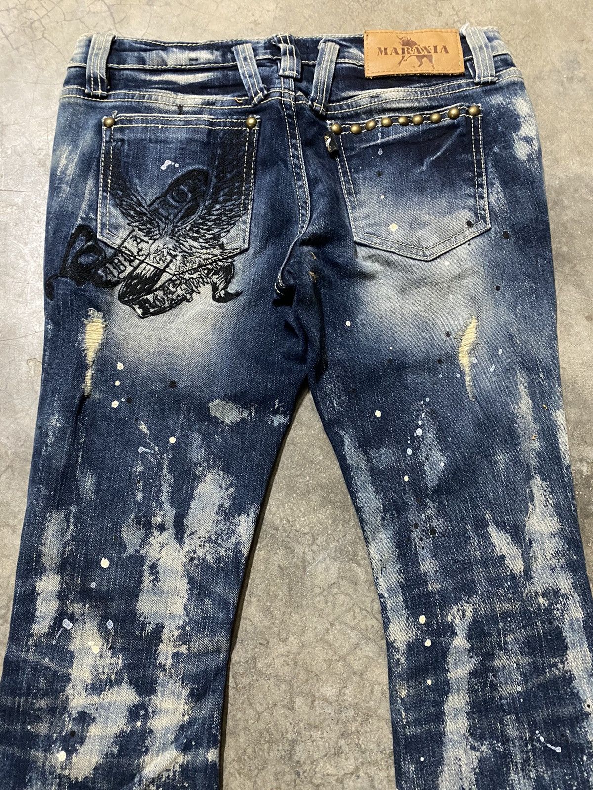 Hysteric Glamour × Japanese Brand Flare Jeans Maraxia Japan Asid Wash Denim p77 Size 29" - 5 Thumbnail