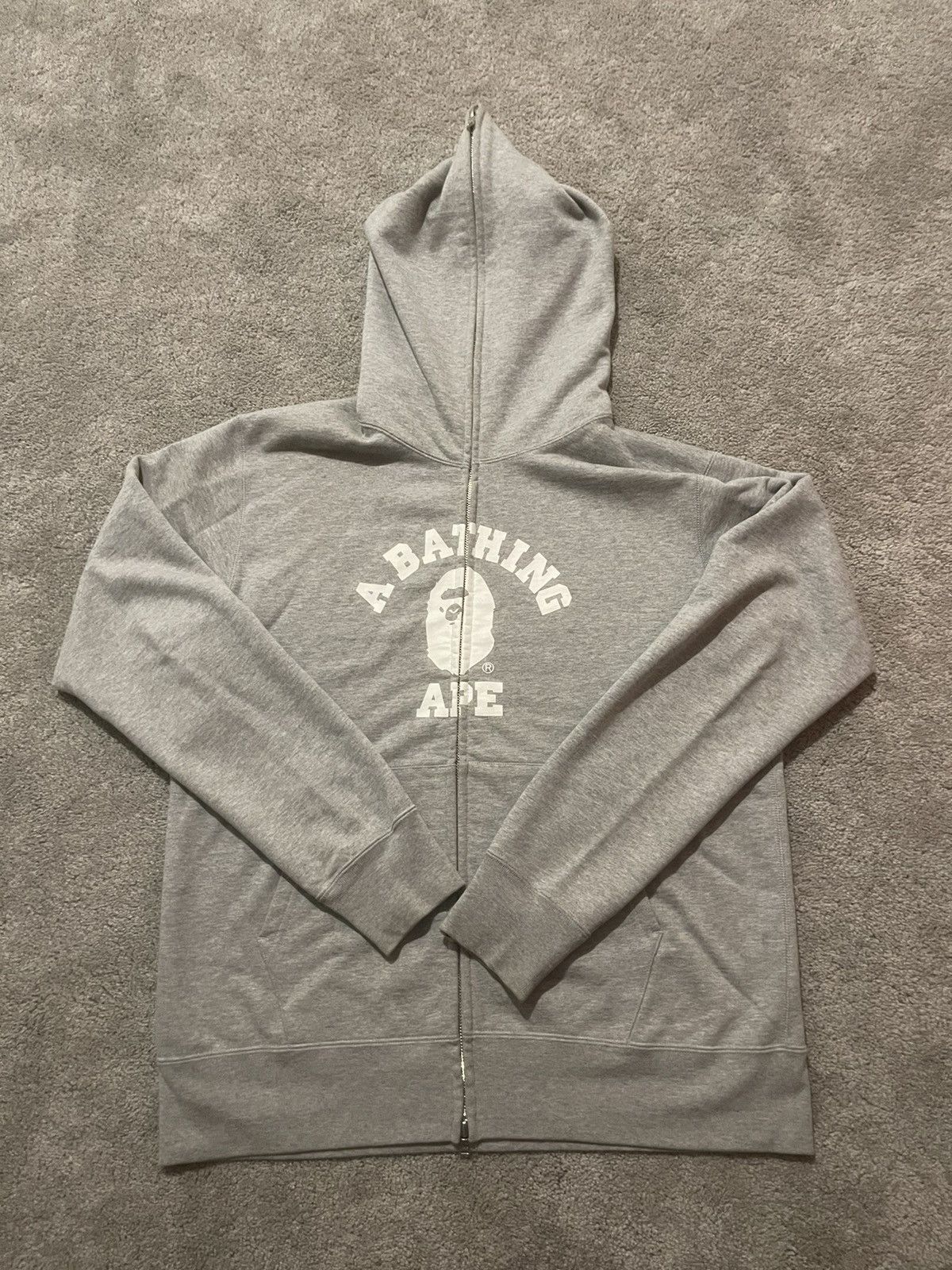 image of Bape College Full Zip Hoodie in Grey, Men's (Size XL)