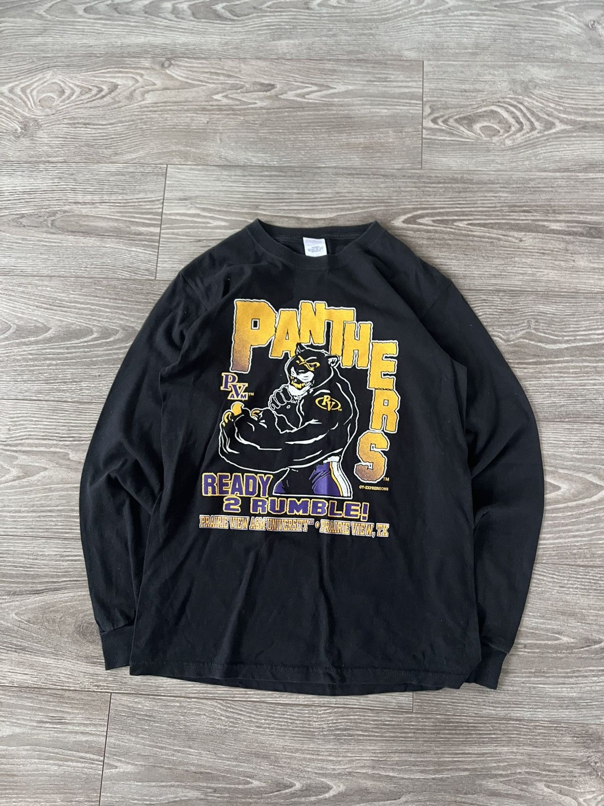 Band Tees × Vintage ‼️Panthers by Anvil Big Logo Print Long Sleeve Size US L / EU 52-54 / 3 - 1 Thumbnail
