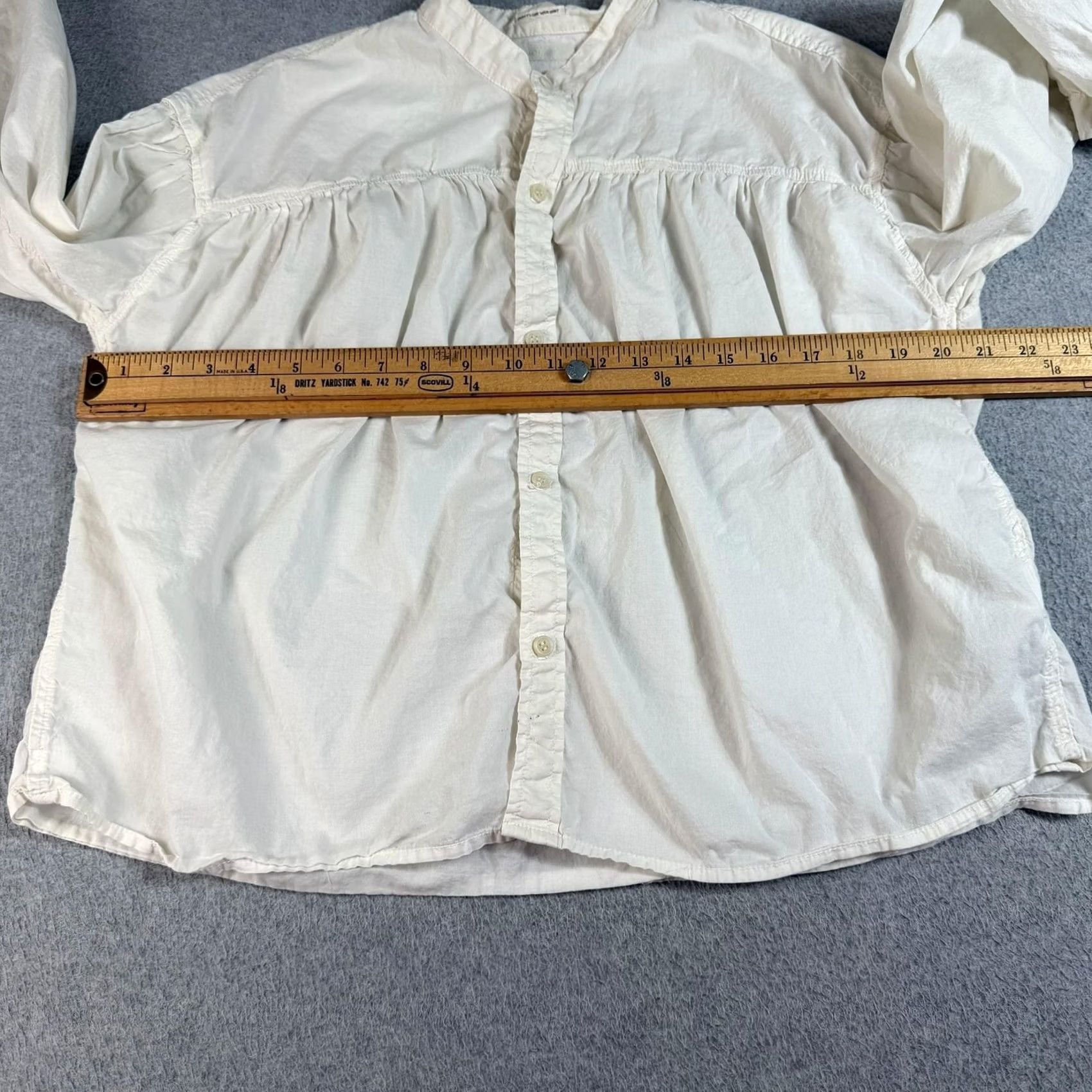 MOTHER Mother Shirt Women Large White Button-Up Boho Casual Long Sleeve Relaxed 100% Cotton Size L / US 10 / IT 46 - 6 Thumbnail