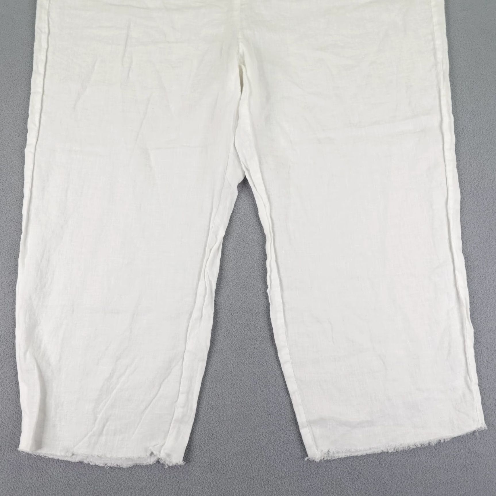 Eileen Fisher VINTAGE Eileen Fisher Pants Women Large White Linen Wide-Leg Cropped Bohemian Inseam 21in Regular Size 36" / US 14 / IT 50 - 3 Thumbnail
