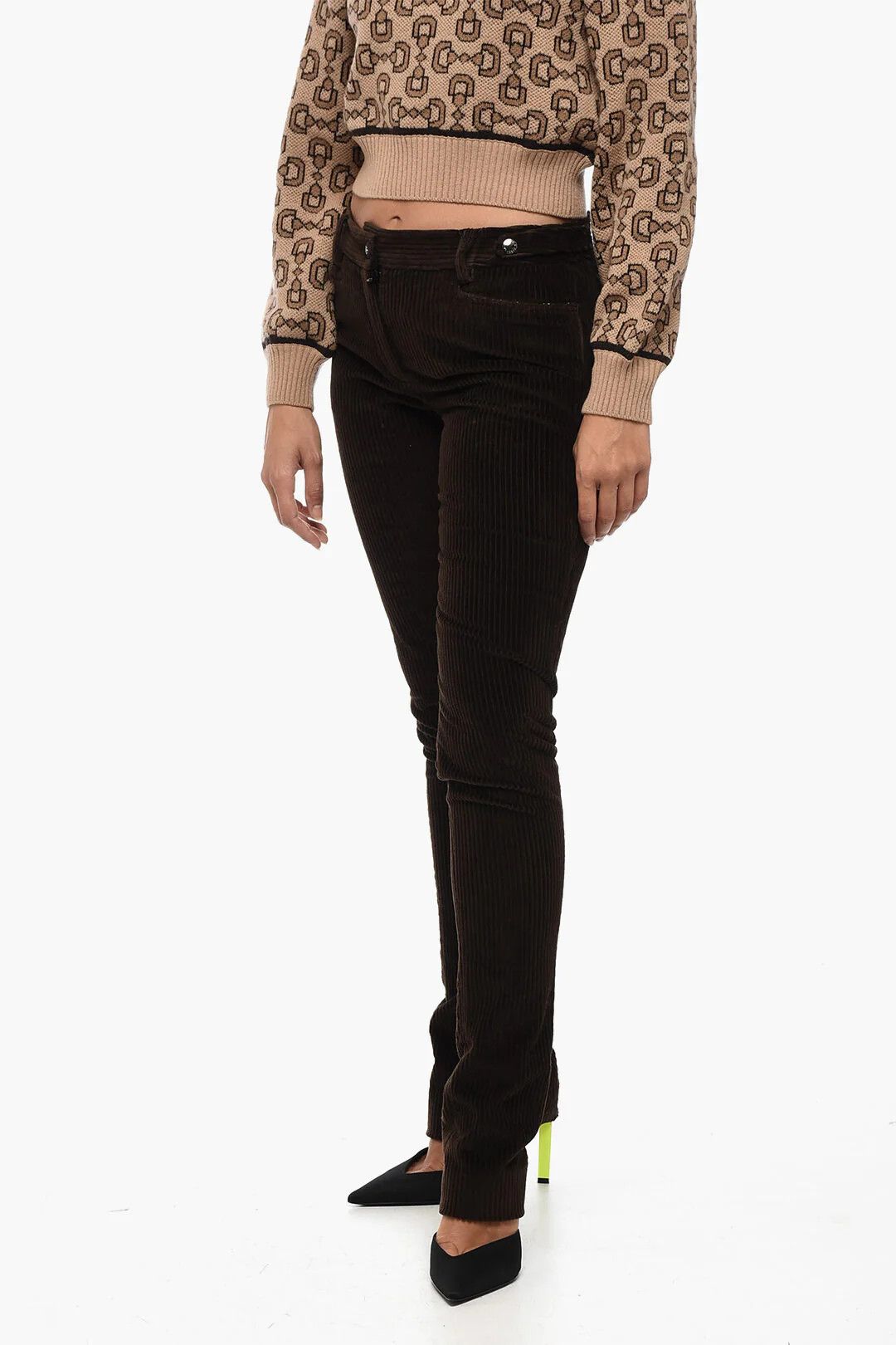 Dolce & Gabbana og1mm0426 Ribbed Velour Bootcut Pant in Brown Size 28" / US 6 / IT 42 - 1 Thumbnail