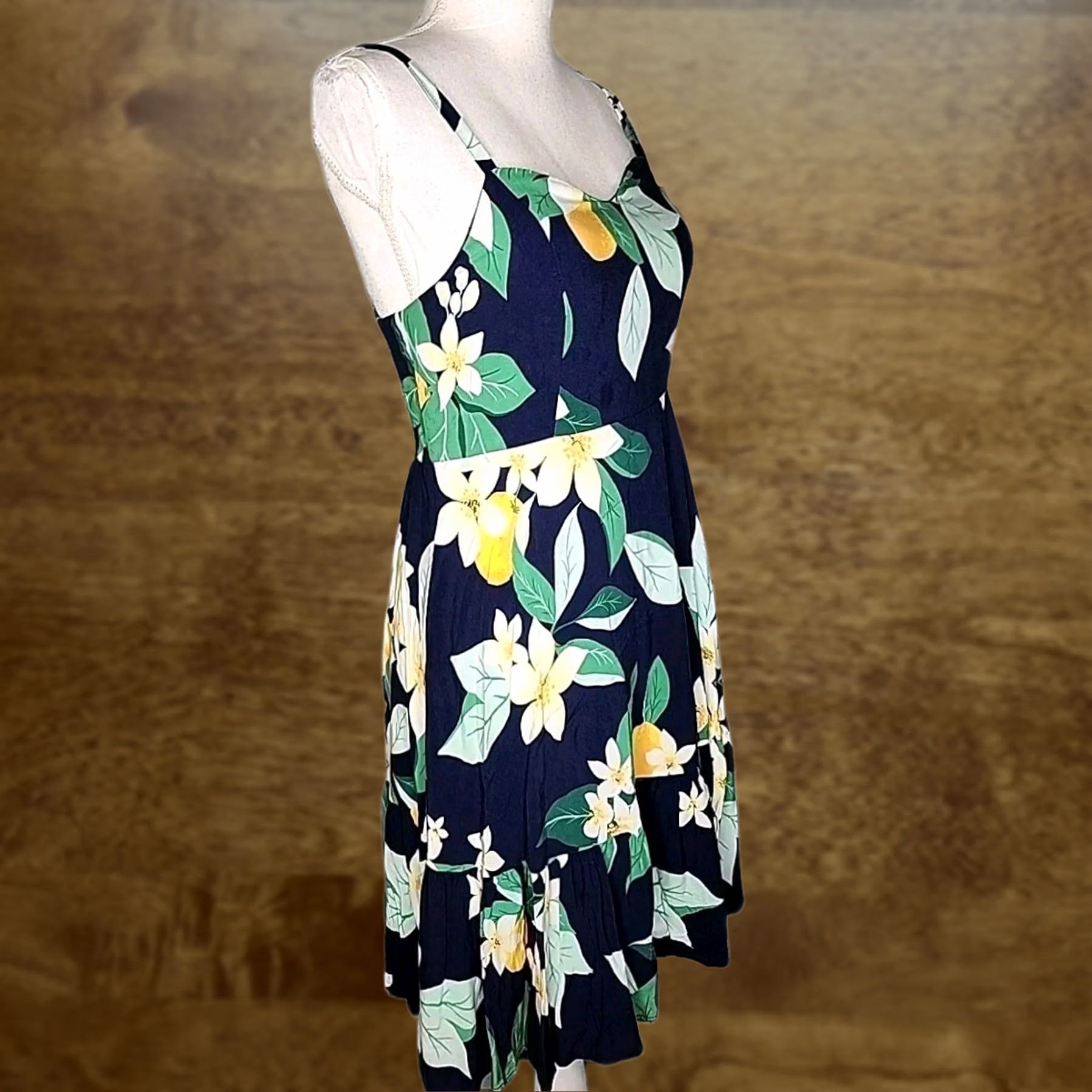 old navy knee length dresses Old Navy Dress Women's Small Blue Multicolor Floral Sleeveless Tiered Cami A-Line stocked