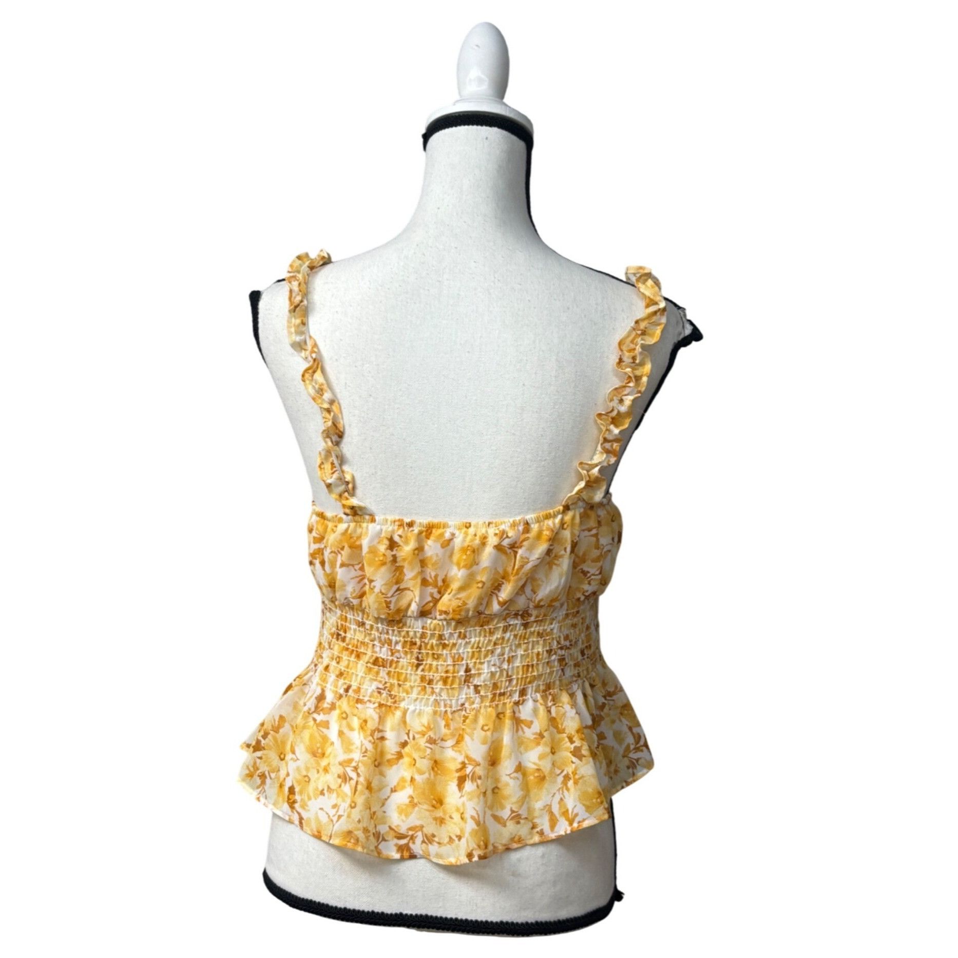 Other Lush Floral Tie Front Tank Top Gold Brown, Sz. M Size M / US 6-8 / IT 42-44 - 3 Thumbnail