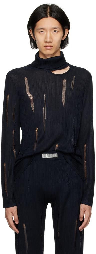 LGN LOUIS GABRIEL NOUCHI Navy Cutout Turtleneck Size US L / EU 52-54 / 3 - 11 Thumbnail