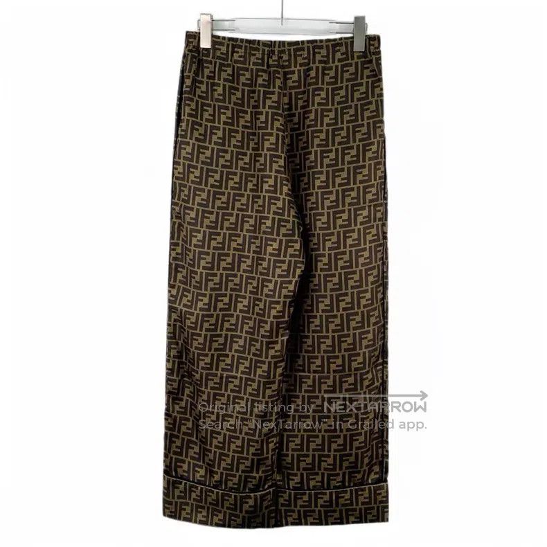 Fendi Fendi Dark brown double F all-over printed mulberry silk c Size 26" / US 2 / IT 38 - 2 Thumbnail