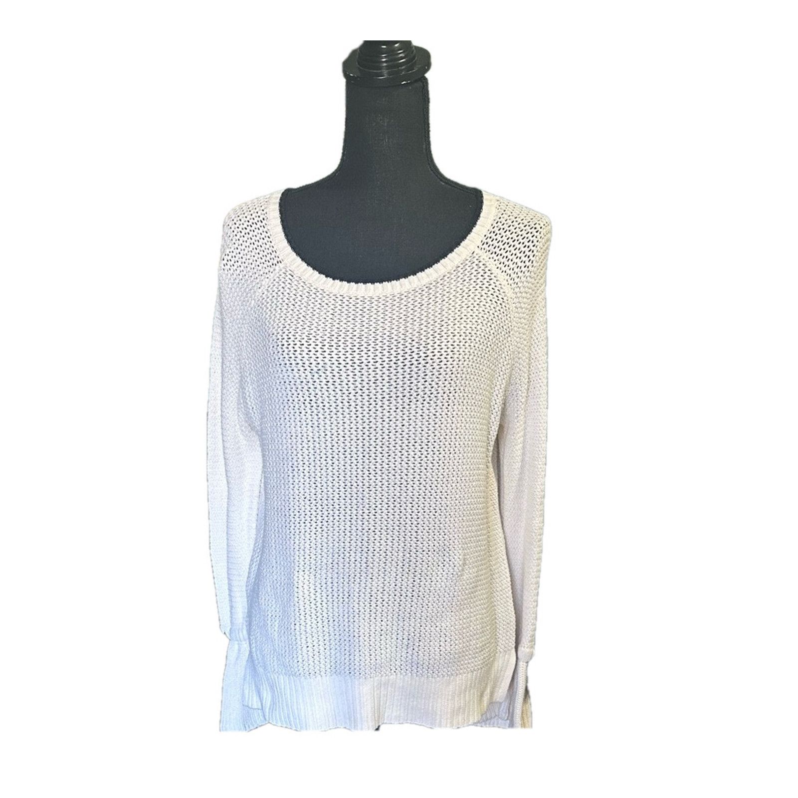 Loft LOFT Ivory White Open Knit Bell Sleeve Bow Tie Sweater Size XS / US 0-2 / IT 36-38 - 1 Thumbnail