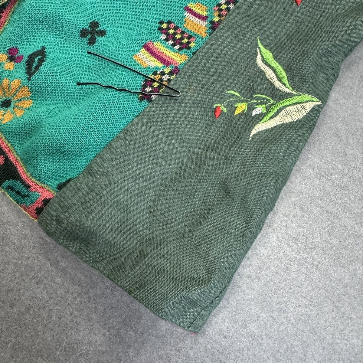 Vintage Ivko Handwritten Emotion Emerald Linen Sweater Cardigan Size XS / US 0-2 / IT 36-38 - 11 Thumbnail