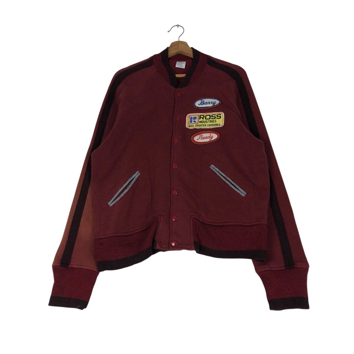 Japanese Brand Vintage Sportswear Patch Varsity Jacket Deep Burgundy Raglan Size US S / EU 44-46 / 1 - 4 Thumbnail