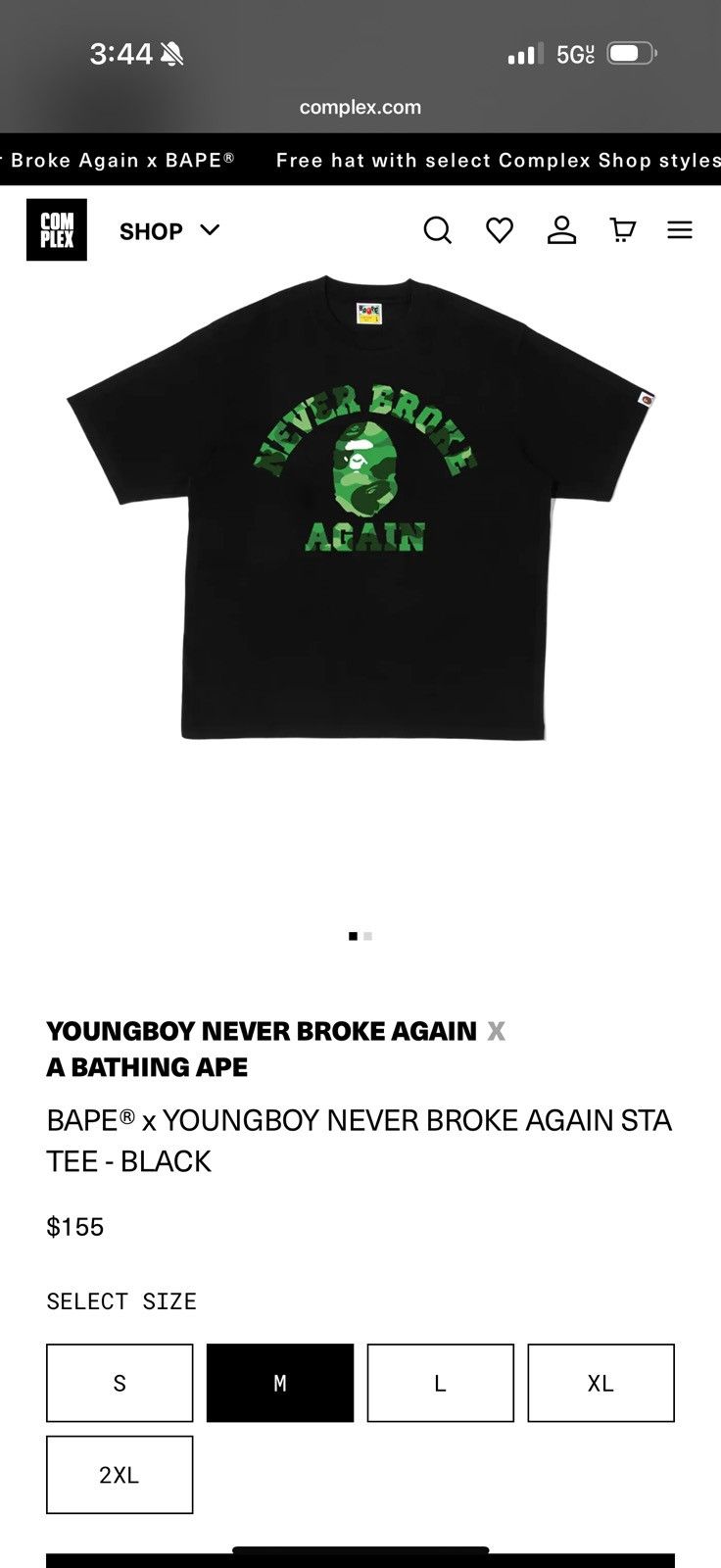 Bape Youngboy Never Broke Again x Bape Size US L / EU 52-54 / 3 - 2 Thumbnail