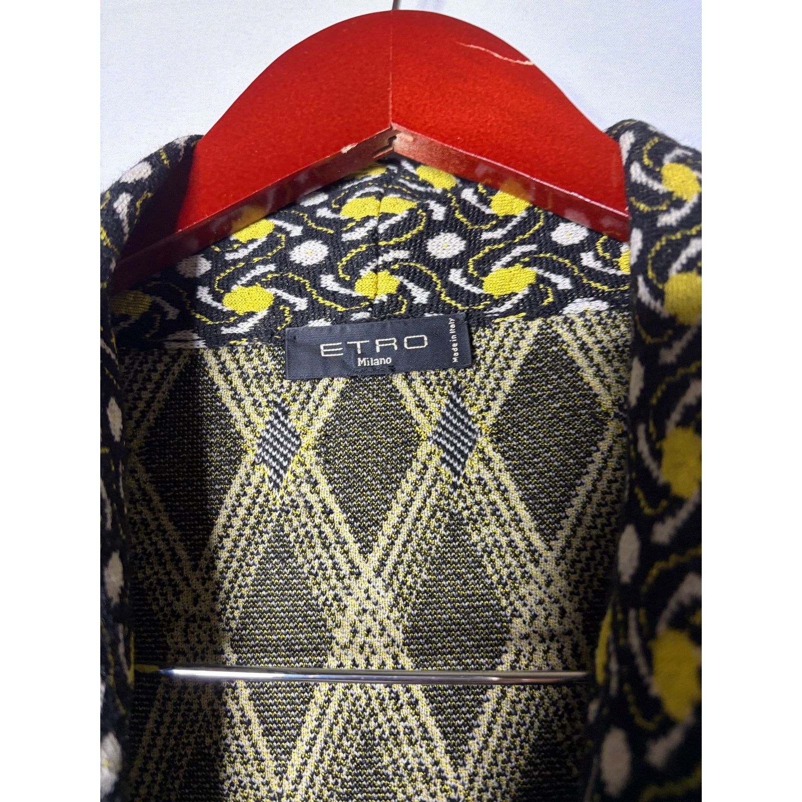 Etro Etro black yellow wool blend open cardigan tie waist sz L Size L / US 10 / IT 46 - 2 Thumbnail