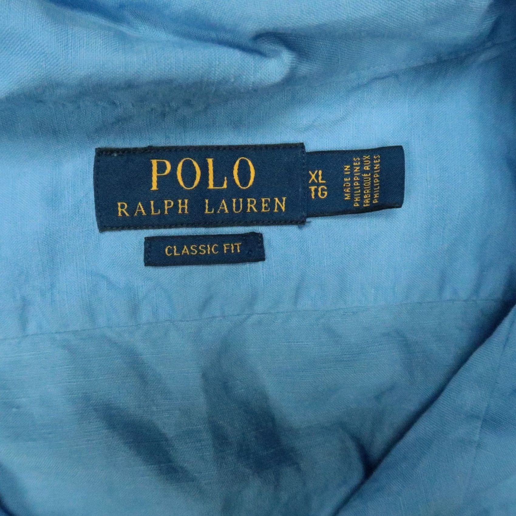 Polo Ralph Lauren VINTAGE Polo Ralph Lauren Shirt Mens XL Blue Short Sleeve Linen Classic Fit Camp Collar Size US XL / EU 56 / 4 - 3 Thumbnail