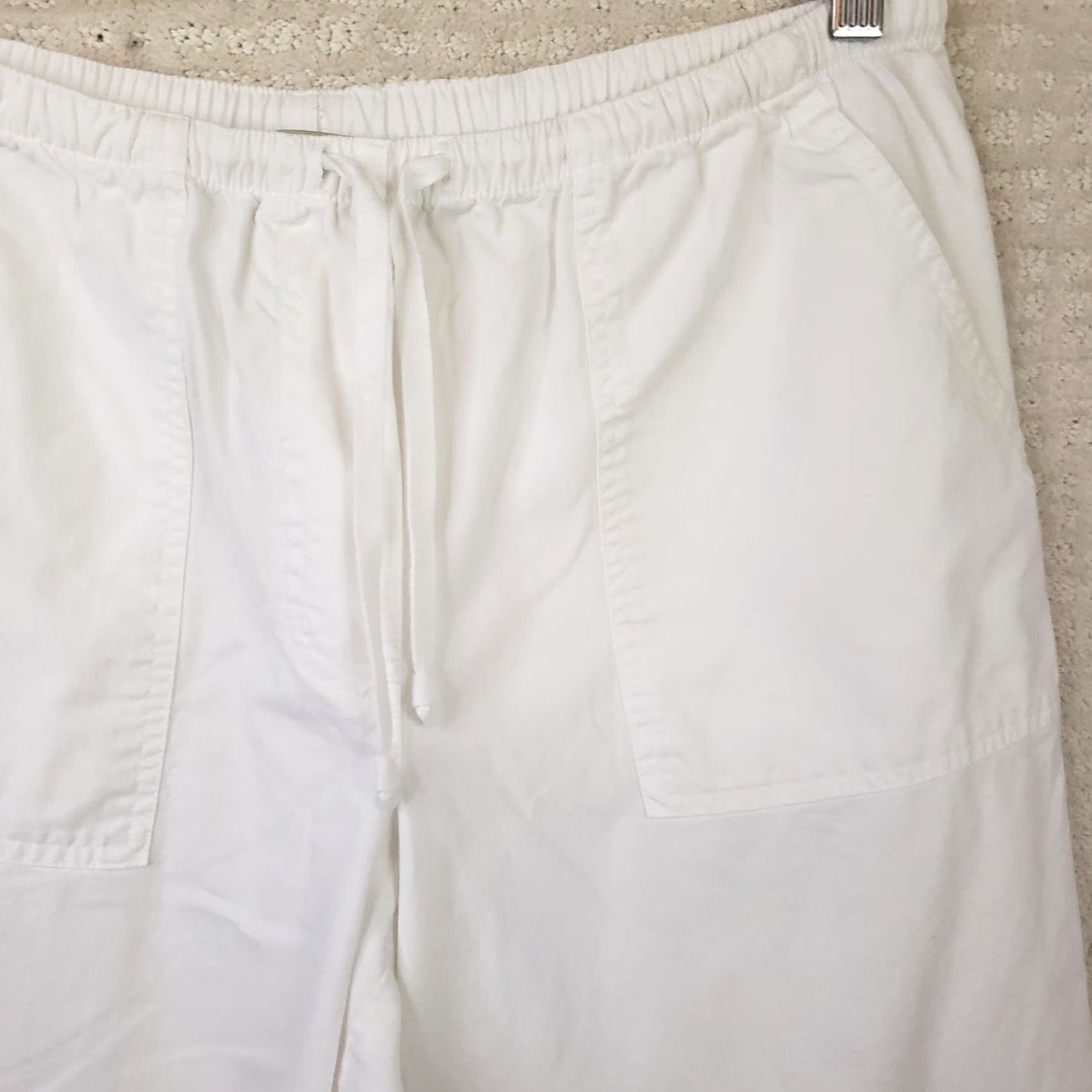Vintage L.L. Bean Pants Women's S White Cotton Straight Leg Drawstring 30Wx23.5L Vintage No Size 36" / US 14 / IT 50 - 4 Thumbnail