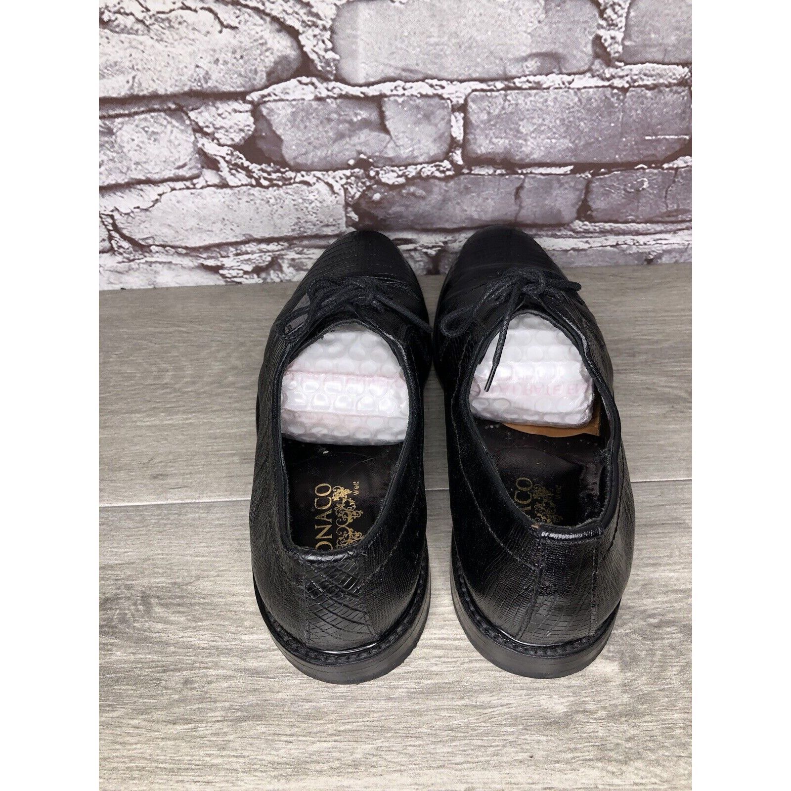 Other Monaco Goodyear Welt Black Leather Croc Oxfords Dress Shoes Size US 10.5 / EU 43-44 - 12 Thumbnail