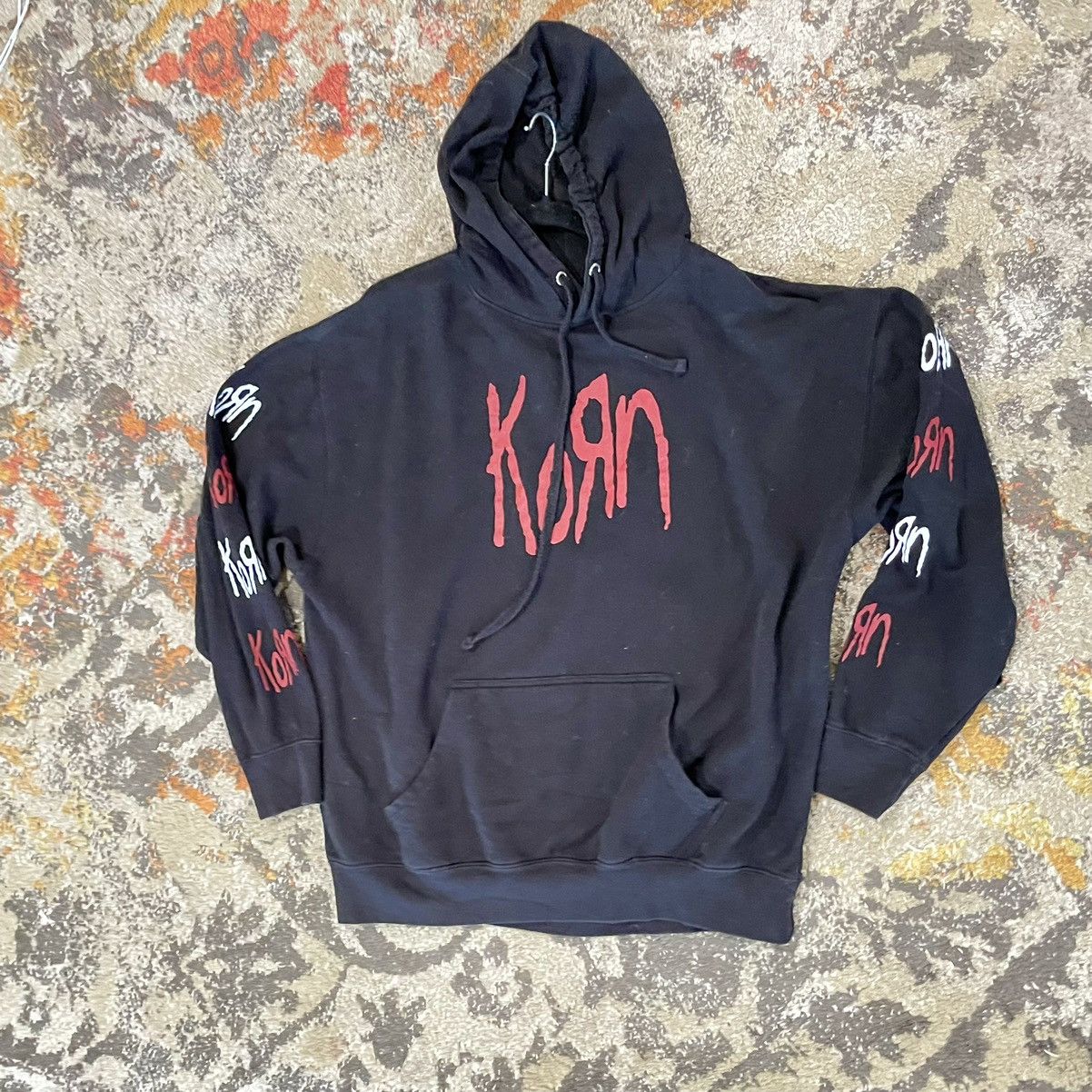 VINTAGE KORN Black Sweatshirt HOODIE Size Men’s L