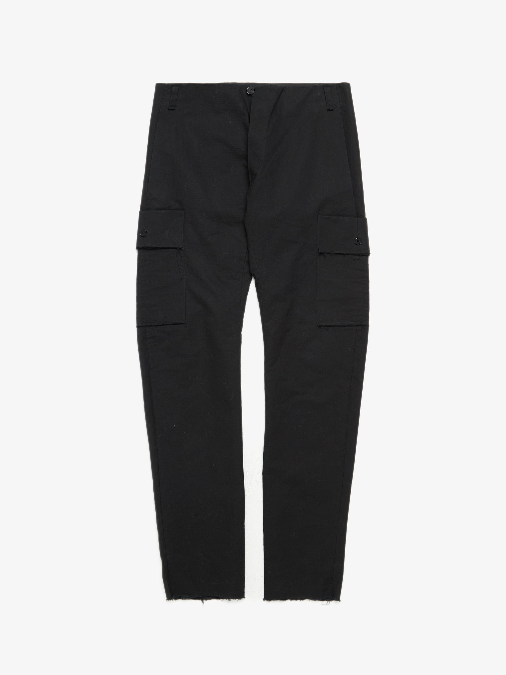 image of Ma Black Raw Hem Cargo Pants, Men's (Size 30)