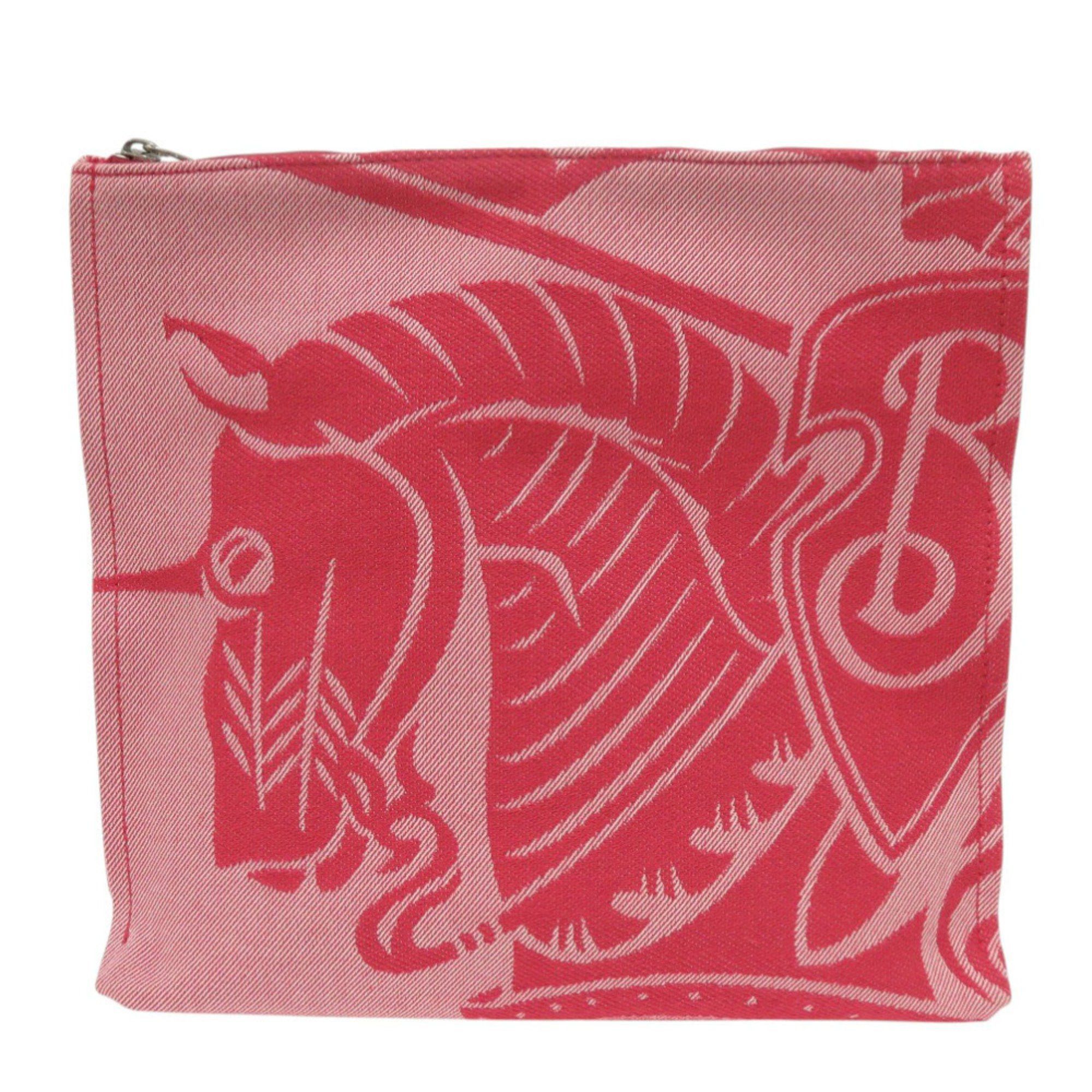 Burberry Like new Burberry 8082221 Canvas Red Clutch Bag Pouch 1002 BURBERRY Size ONE SIZE - 1 Thumbnail