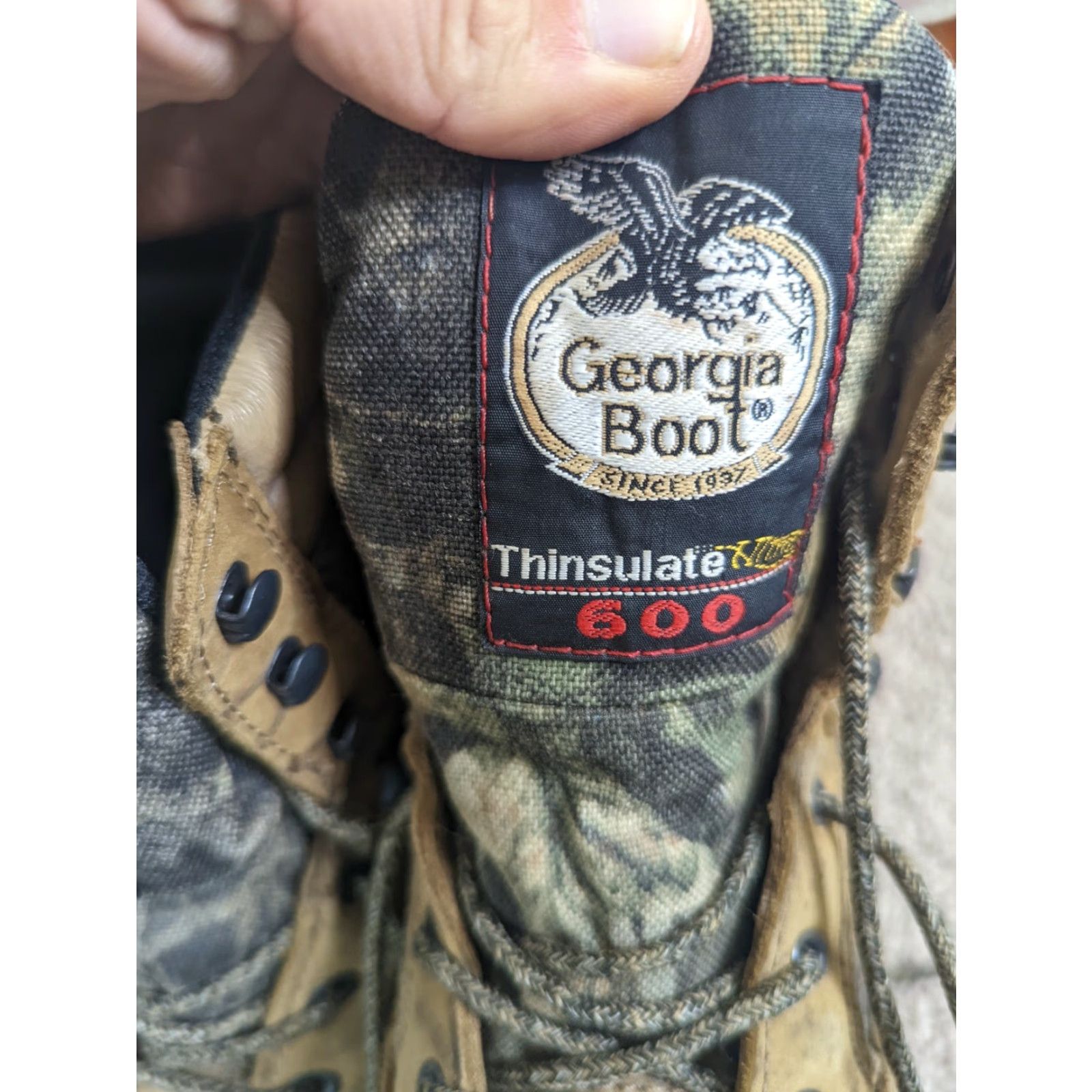 Vintage GEORGIA BOOT Thinsulate 600 Camo Steel Toe Work Boot G3464 Men's Size 8MBrown Leather Waterproof Boots Mens Size US 8 / EU 41 - 7 Thumbnail
