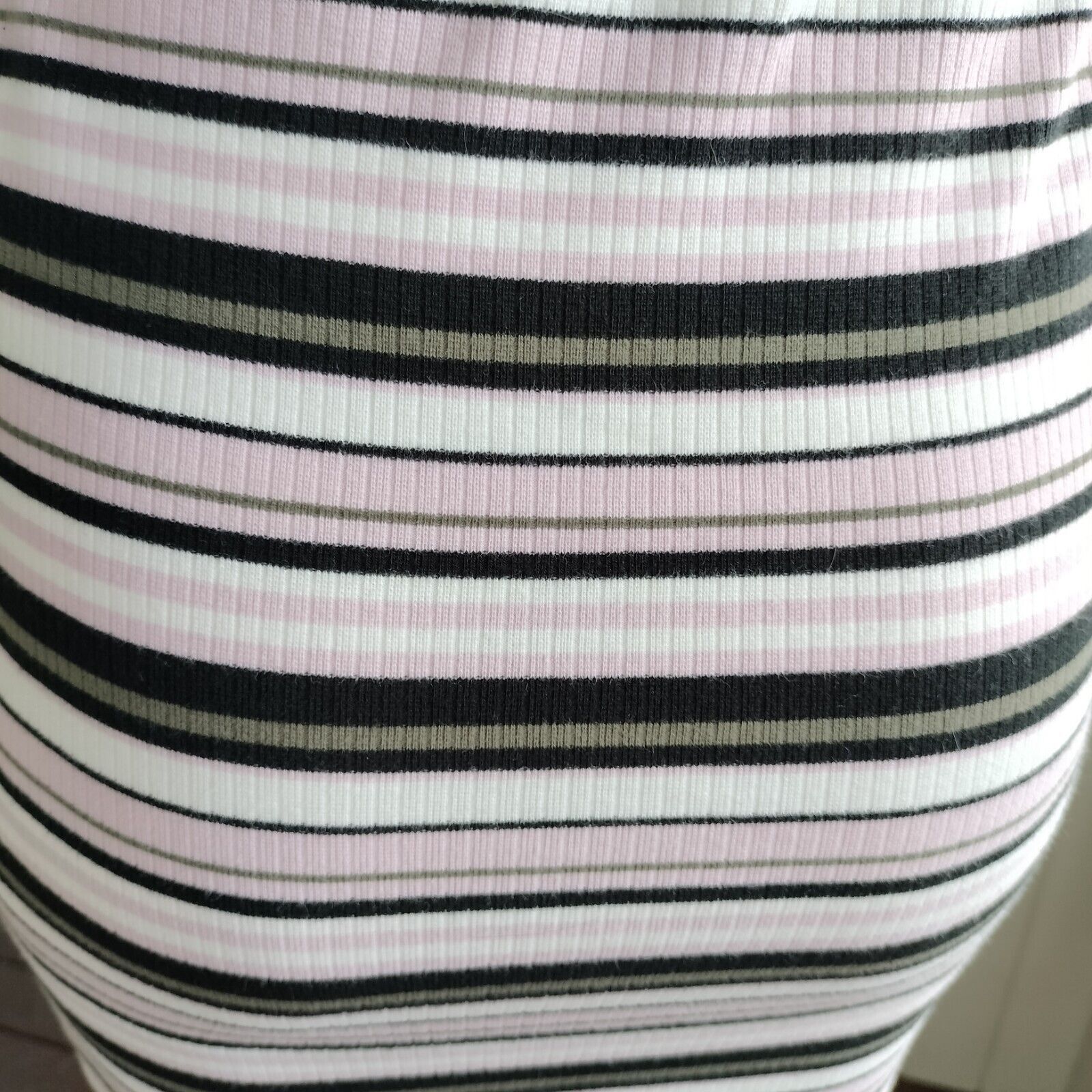 Designer Sportsgirl Skirt Pink High Waisted Striped Midi Bodycon Size 24" / US 00 / IT 34 - 6 Thumbnail