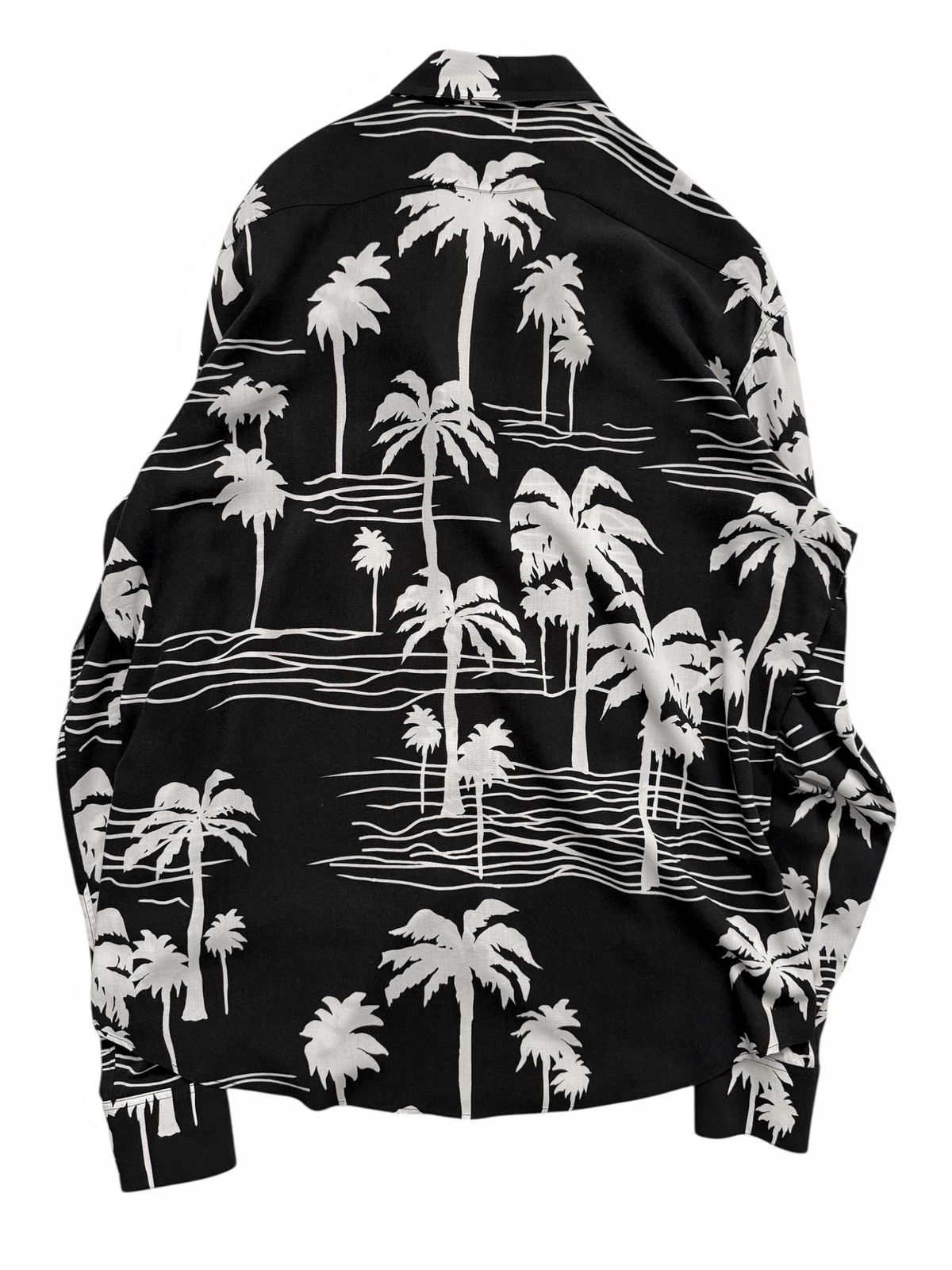 Celine Sz40 Viscose Palm Tree Black Shirt L/S Size US L / EU 52-54 / 3 - 2 Thumbnail
