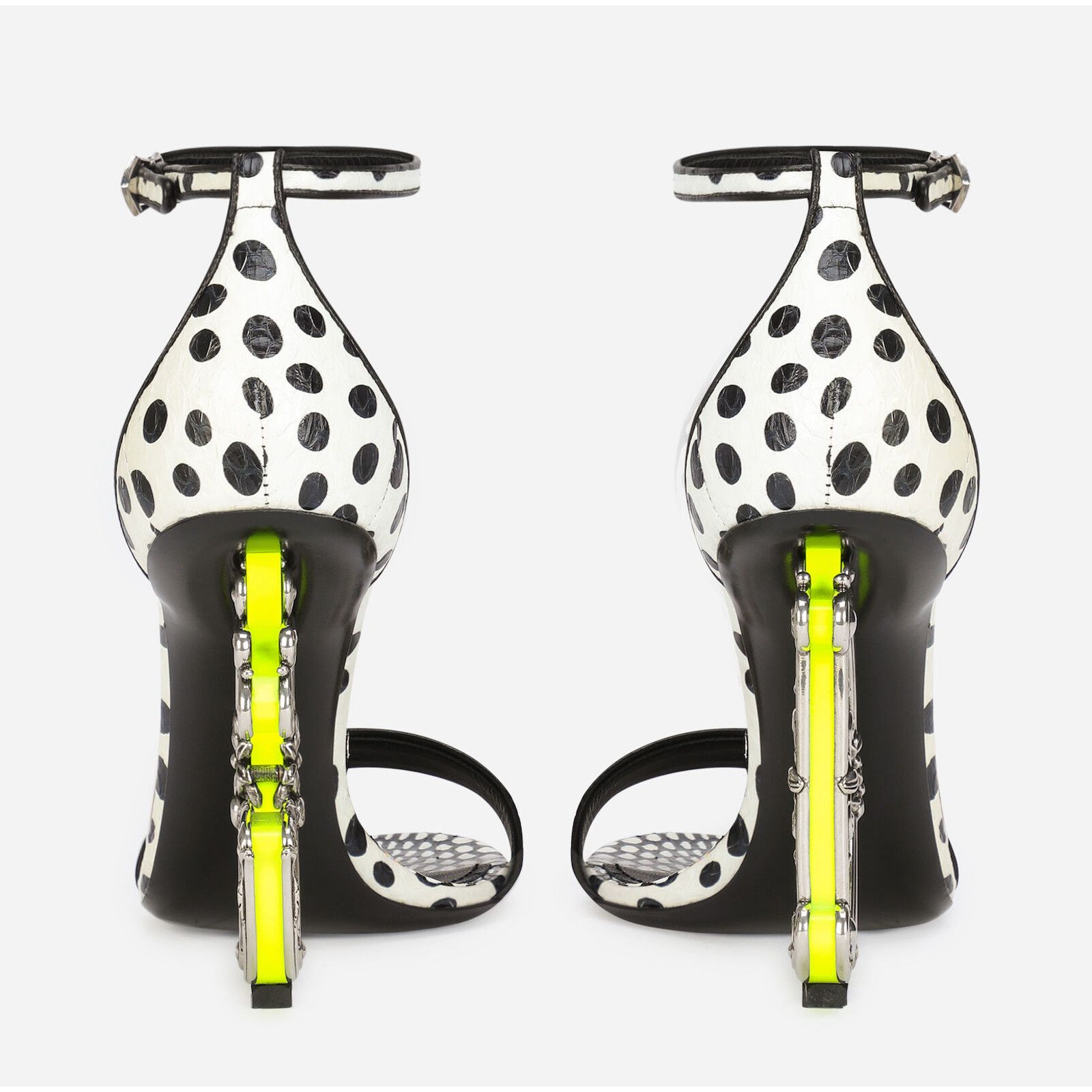 Dolce & Gabbana Keira 105 Black White Baroque DG Logo Heel Sandal Pump 37.5 Size US 7.5 / IT 37.5 - 10 Thumbnail