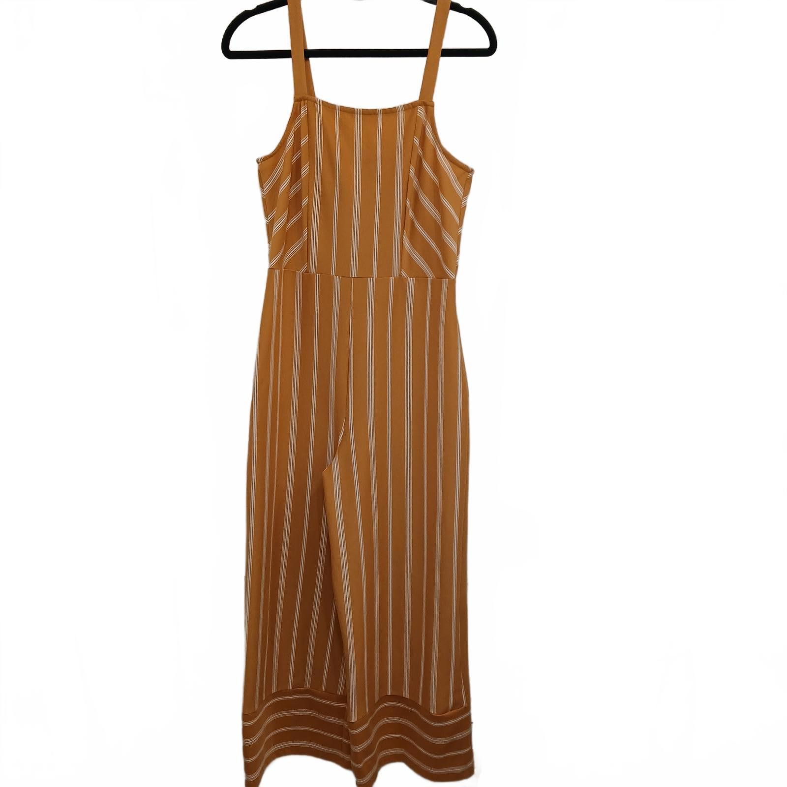 Designer Gold and White Striped Jumpsuit Xhilaration Medium Size ONE SIZE - 1 Thumbnail