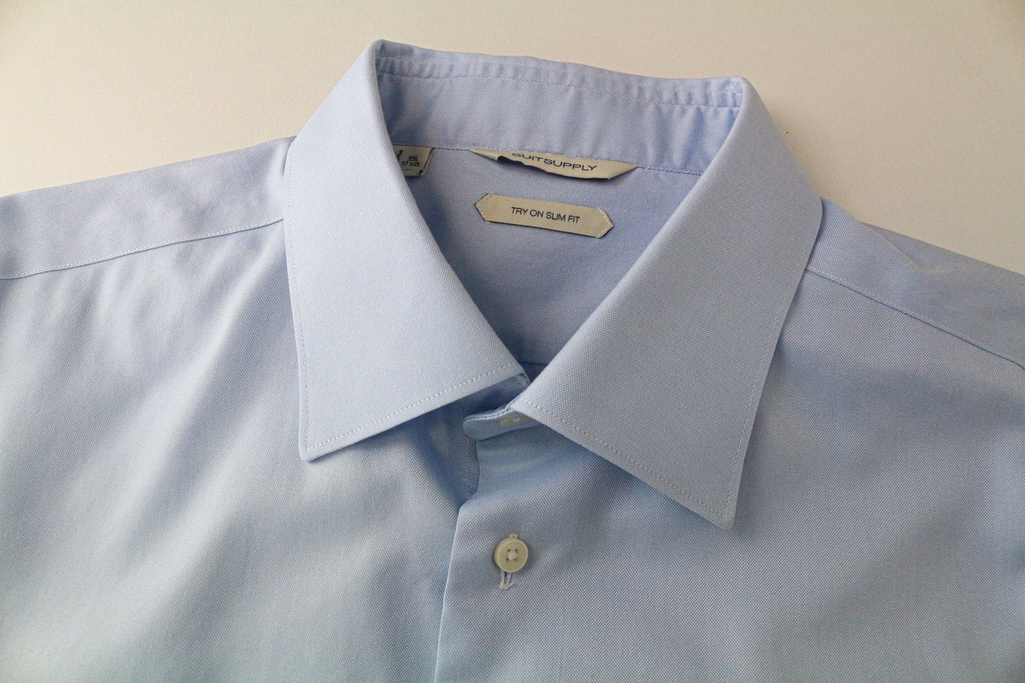 Suitsupply 44L/17 1/2L Slim Blue Cotton Button-Up Shirt 79187 Size 44R - 3 Thumbnail