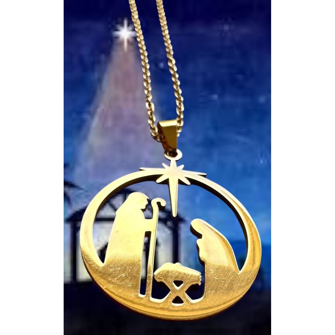 Handmade Nativity Scene Necklace Baby Jesus Jerusalem Christmas New 1 Size ONE SIZE - 1 Thumbnail