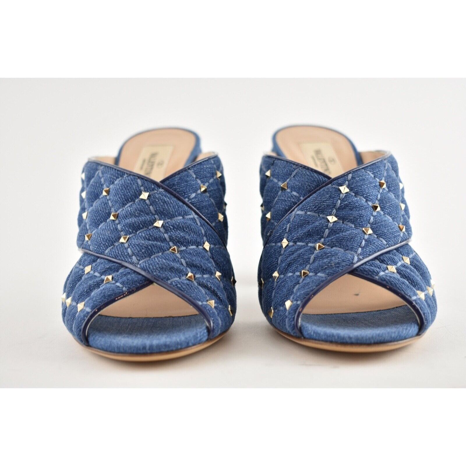 Valentino Valentino Rockstud Spike Denim Blue Mule Stud Backless Size US 6.5 / IT 36.5 - 7 Thumbnail