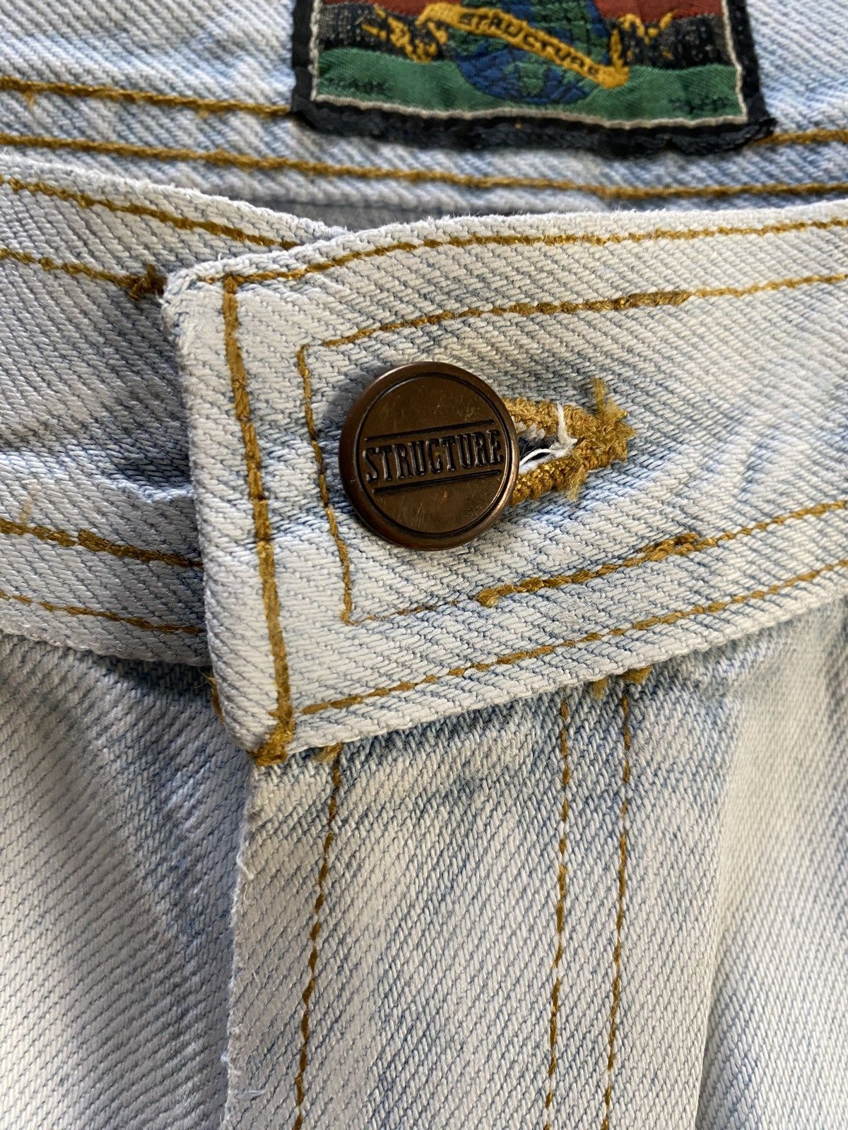 Structure × Vintage Vintage 90’s Structure Bleached Wide Leg Denim Shorts Size US 32 / EU 48 - 4 Thumbnail