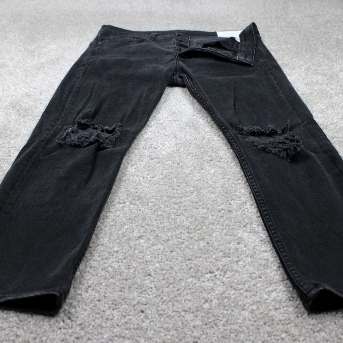 Rag & Bone rag & bone Jeans Men 34x28 Black Extra Slim Distressed Button Fly Size US 34 / EU 50 - 3 Thumbnail
