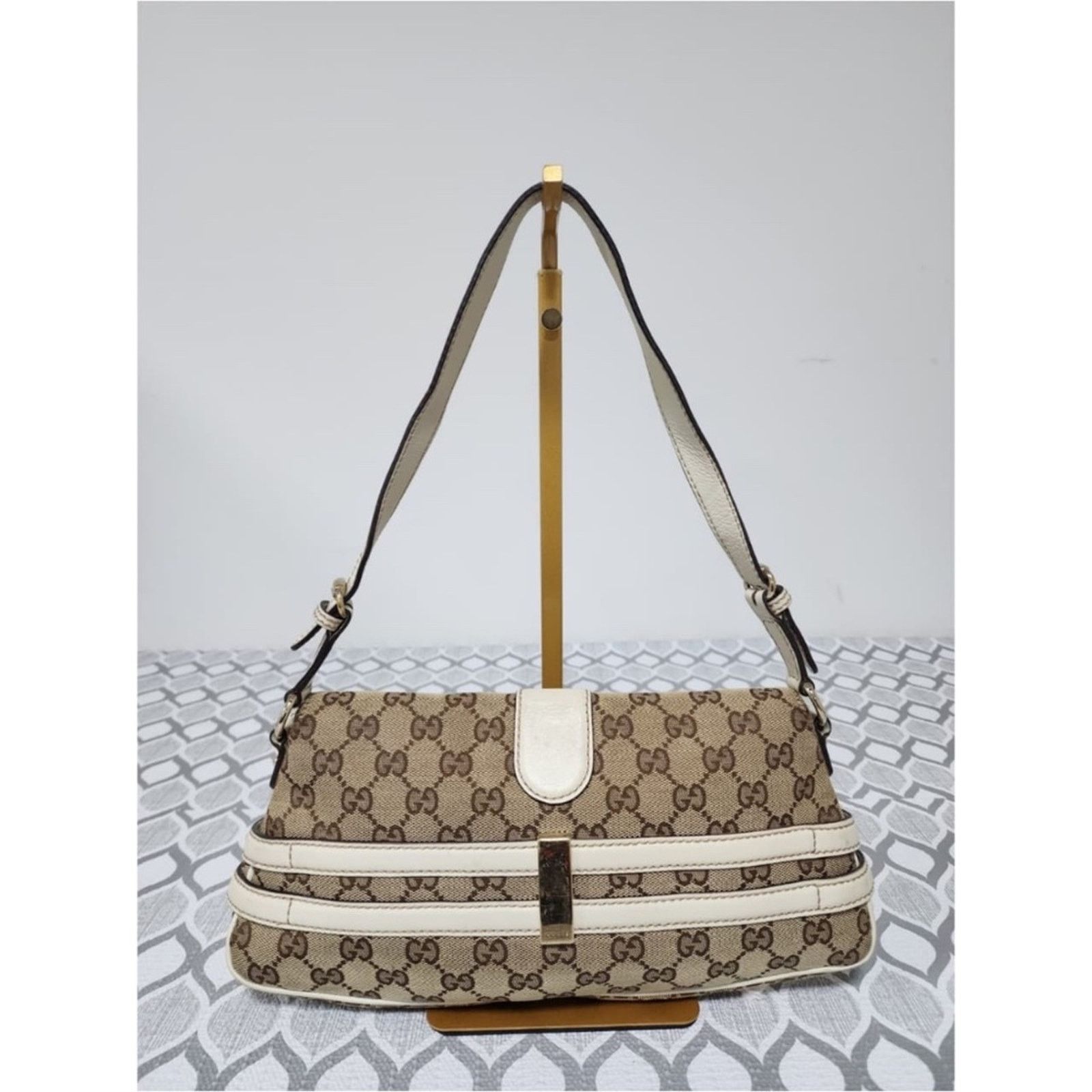 Gucci Aut Gucci Horsebit Chain Flap Shoulder Bag Brown/Beige/Cream Size ONE SIZE - 3 Thumbnail