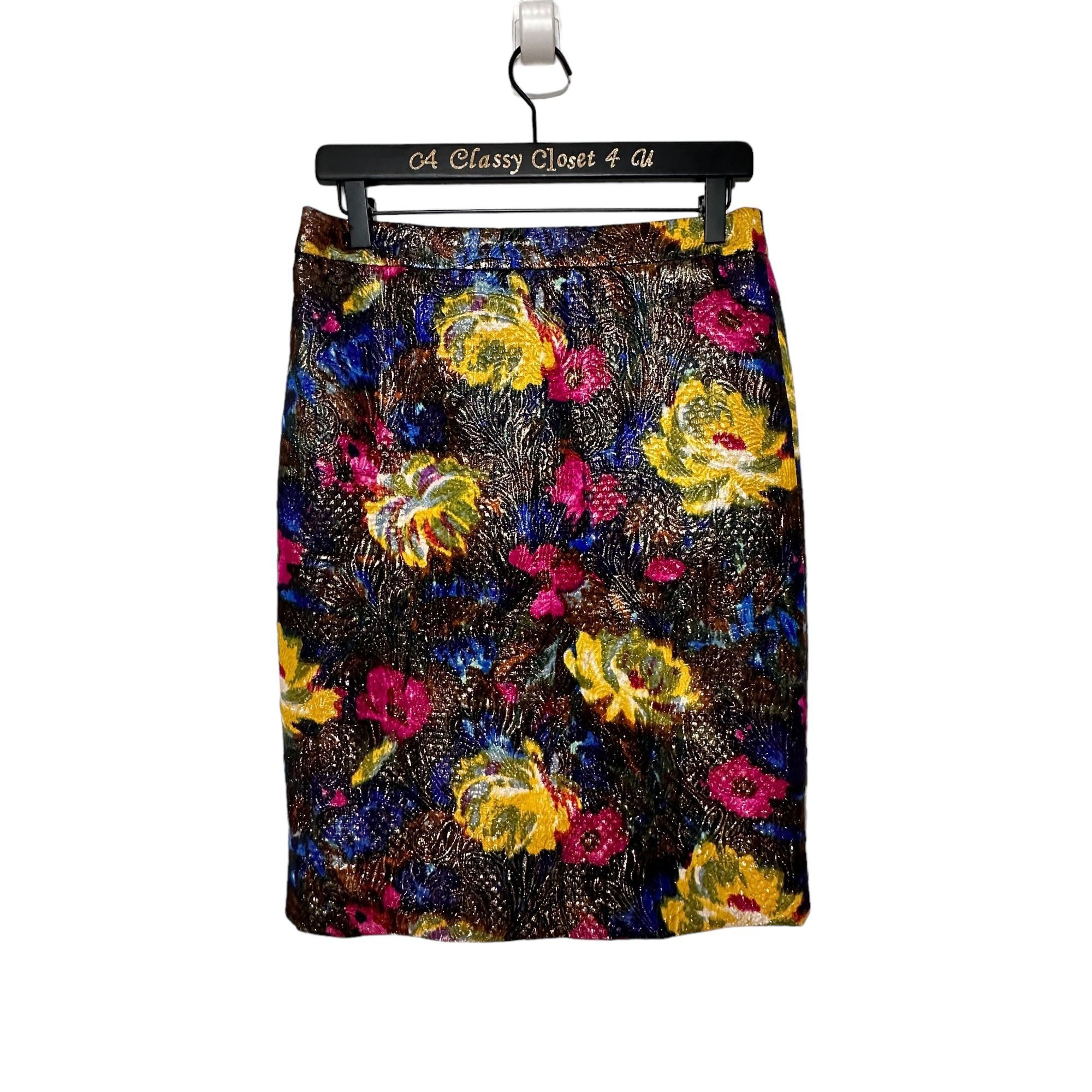 J.Crew J. Crew Silk Cotton Black Floral Metallic Textured Straight Size 27" / US 4 / IT 40 - 10 Thumbnail