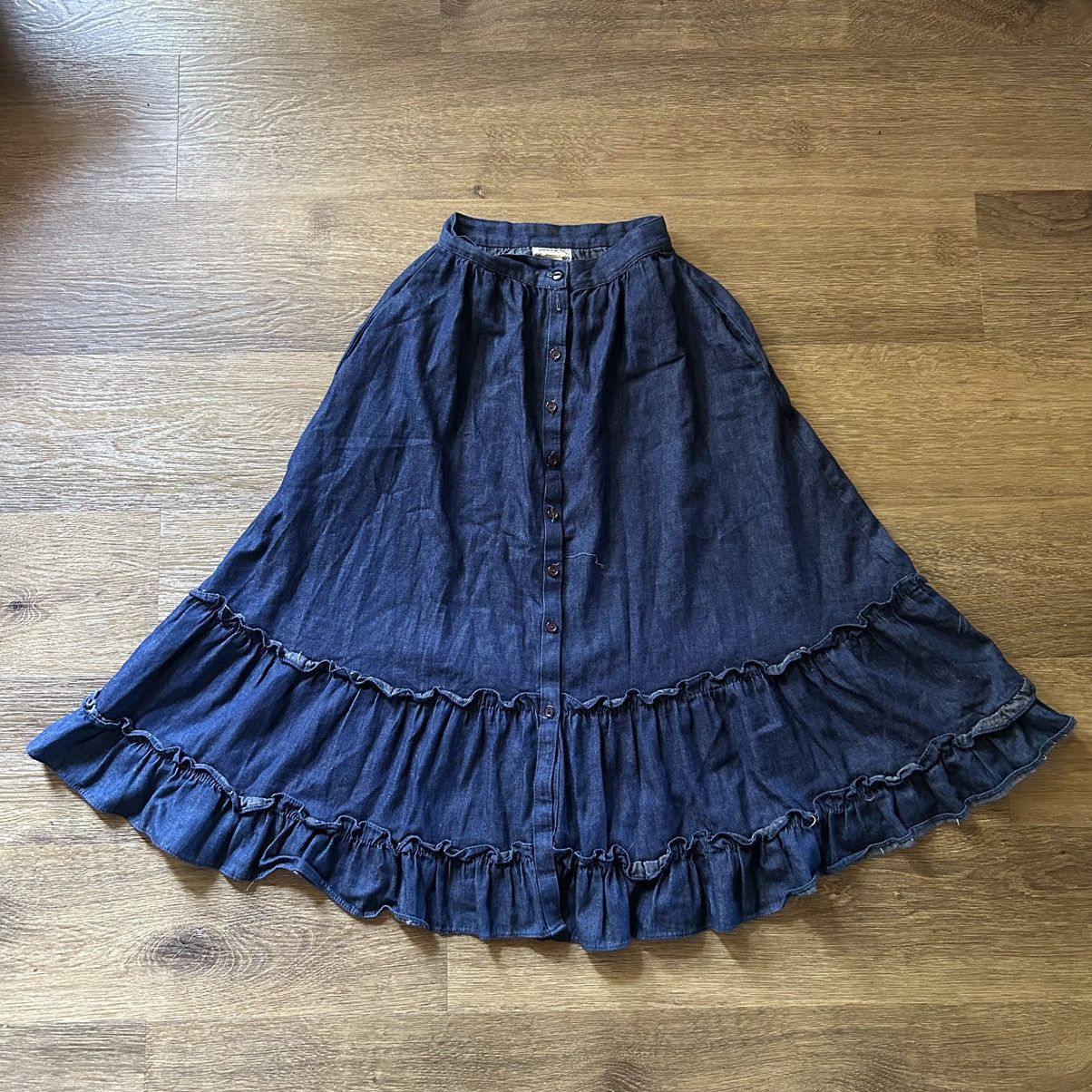 Vintage Vtg Gunnies Denim Button Front Skirt Size 22" - 1 Thumbnail